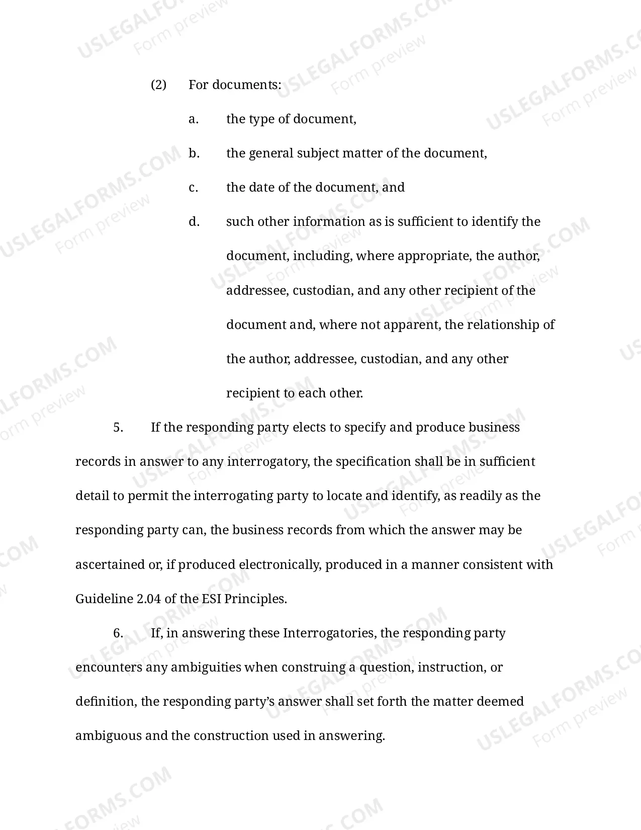 Preview Standard Interrogatories (LR 104)