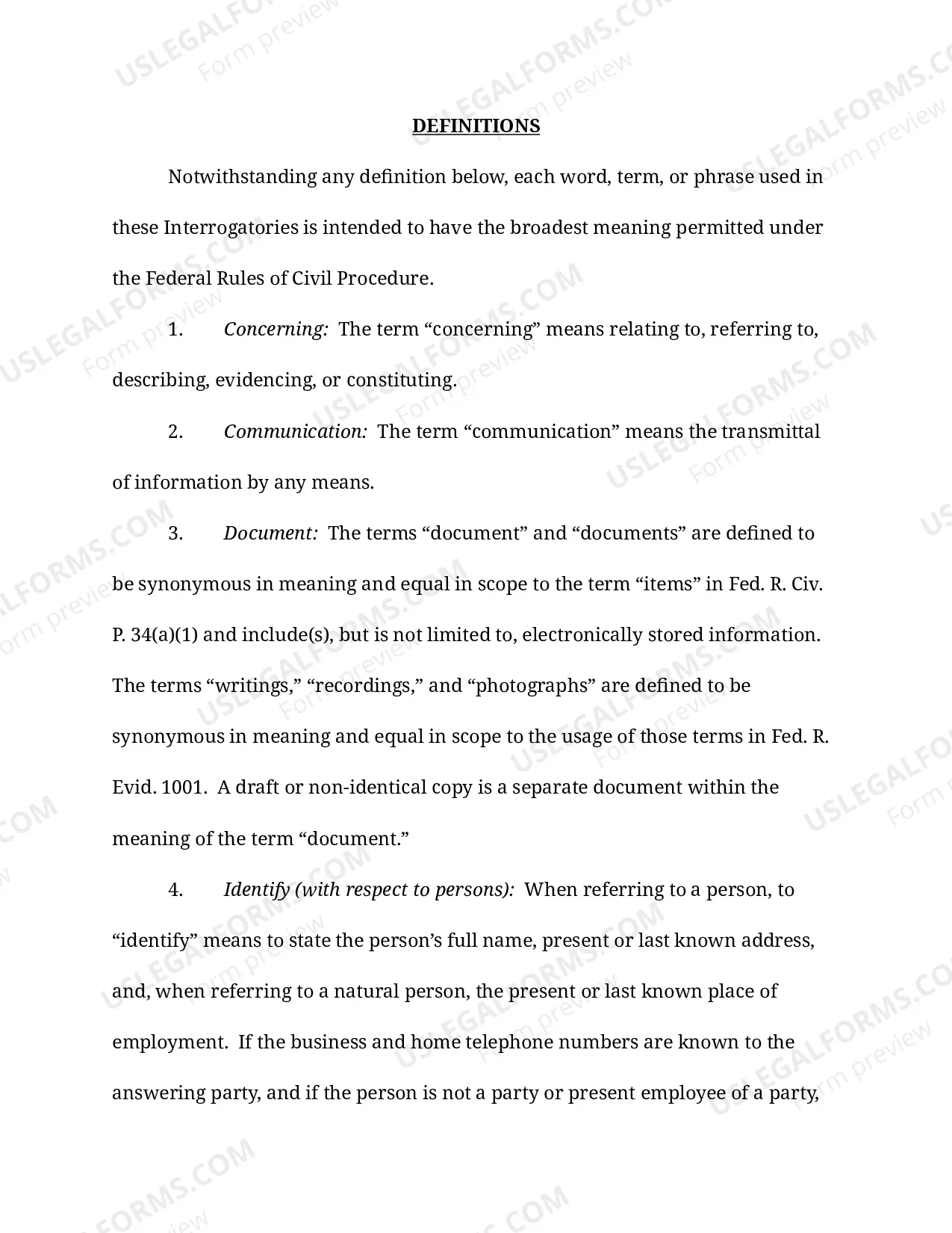 Preview Standard Interrogatories (LR 104)