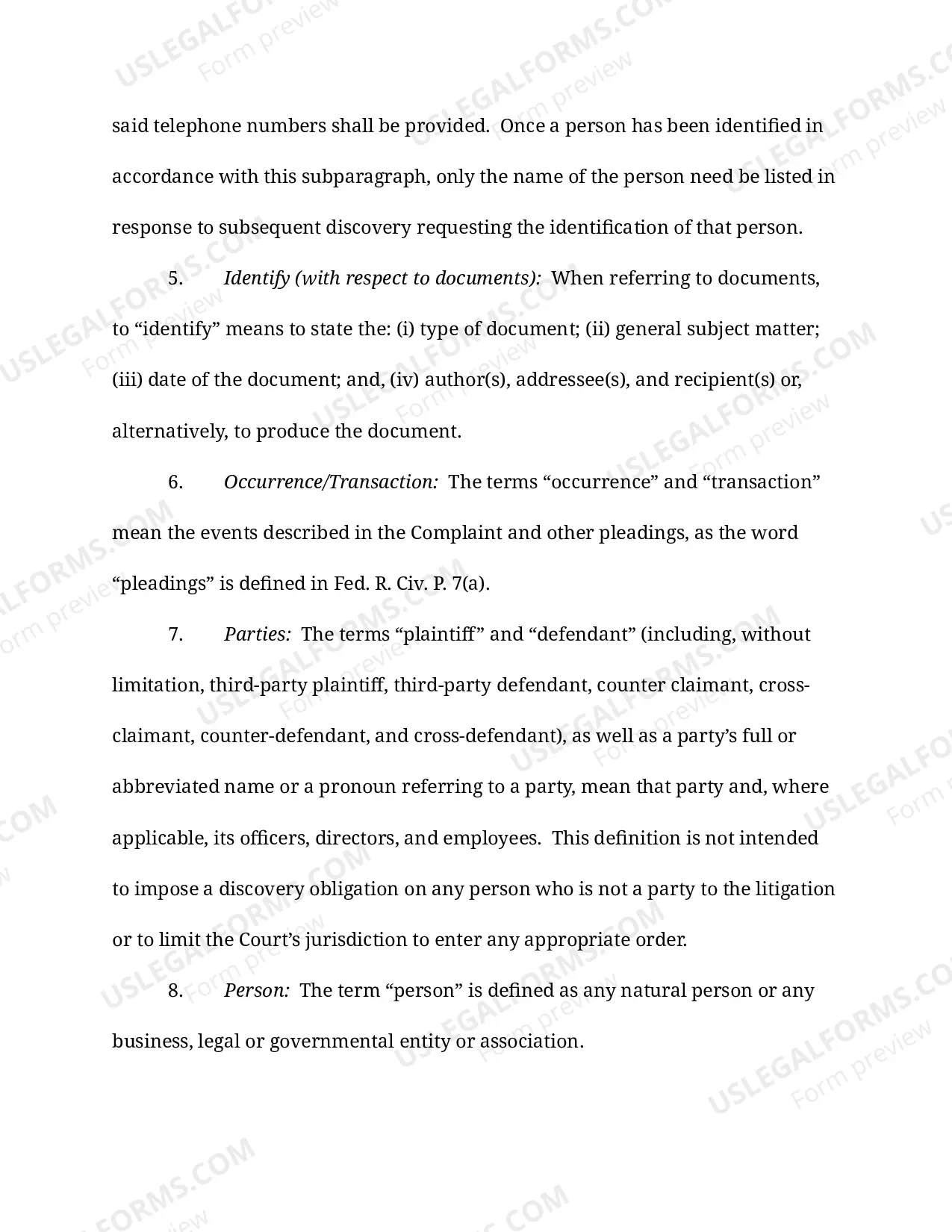 Preview Standard Interrogatories (LR 104)