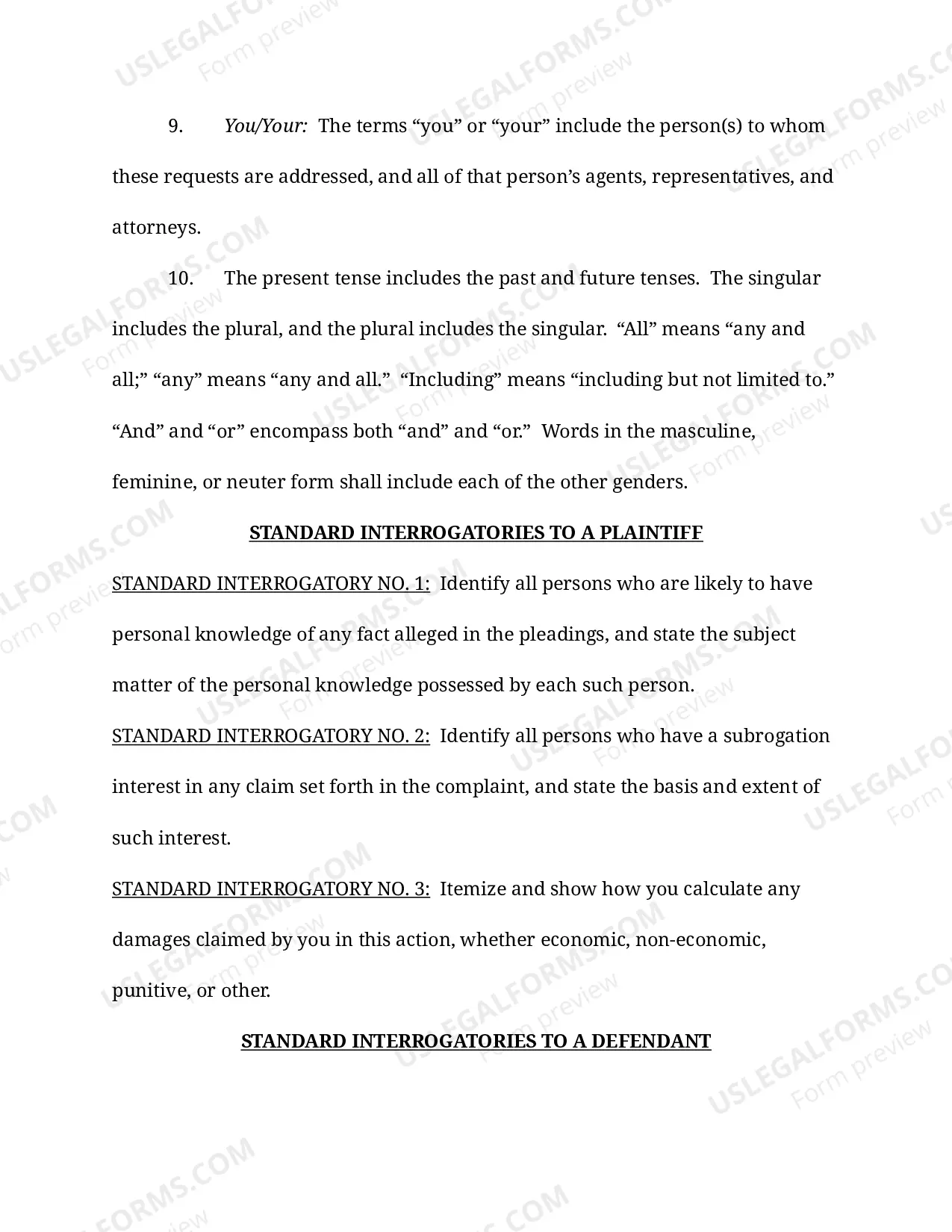 Preview Standard Interrogatories (LR 104)