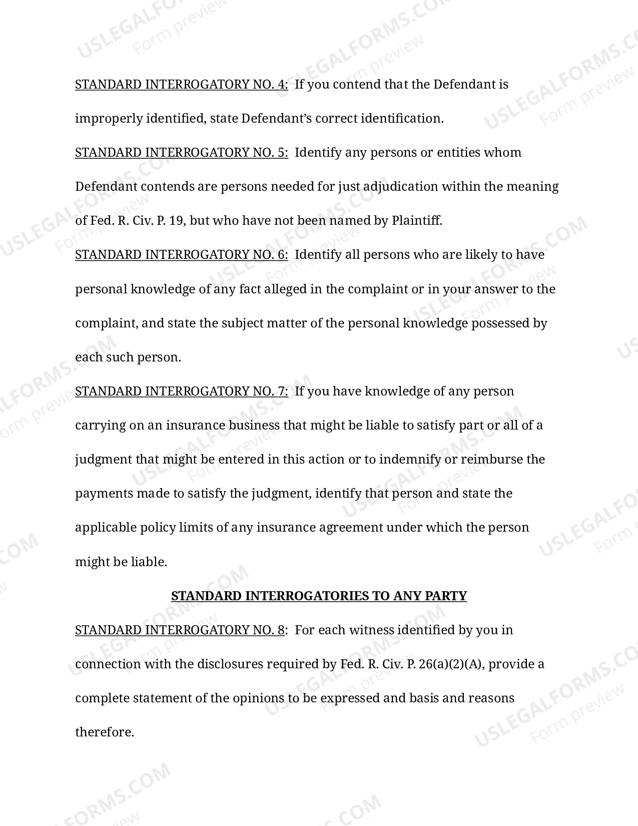 Preview Standard Interrogatories (LR 104)