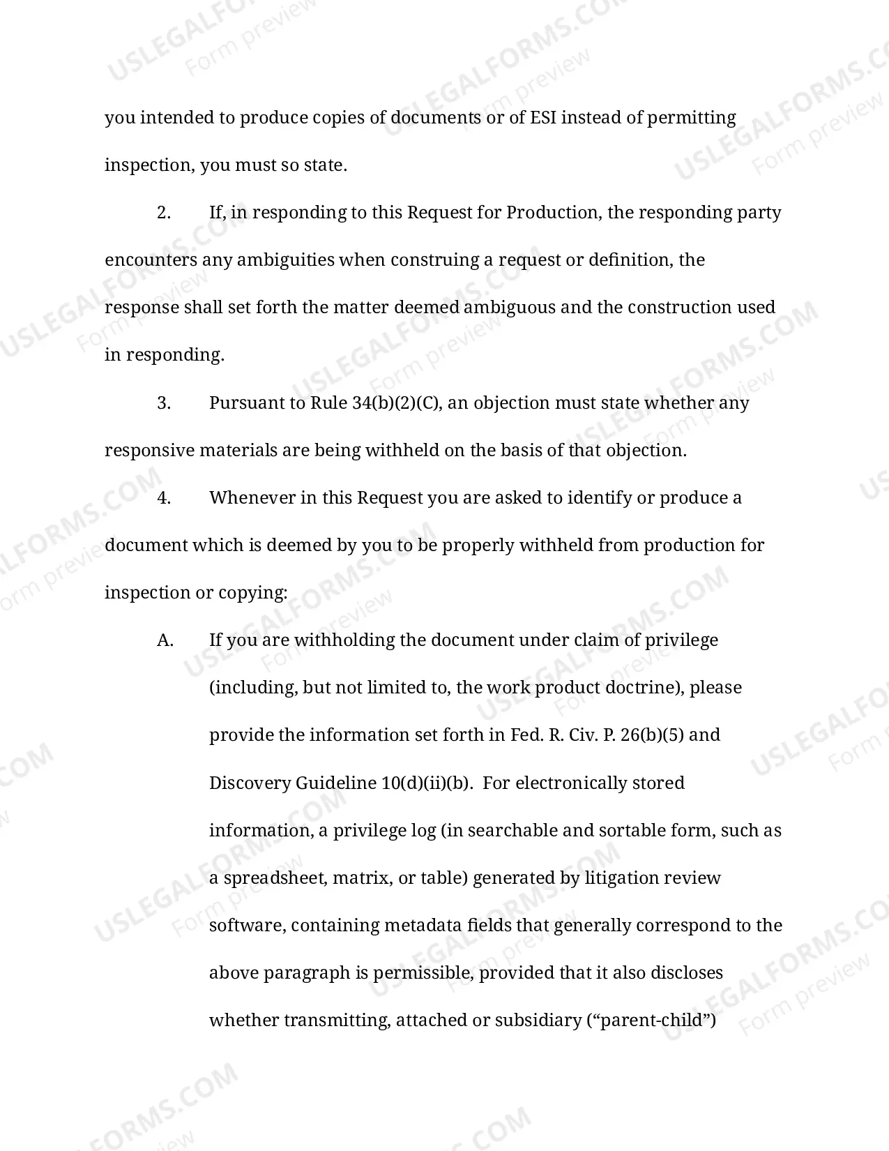 Preview Standard Requests for Production of Documents (LR 104)