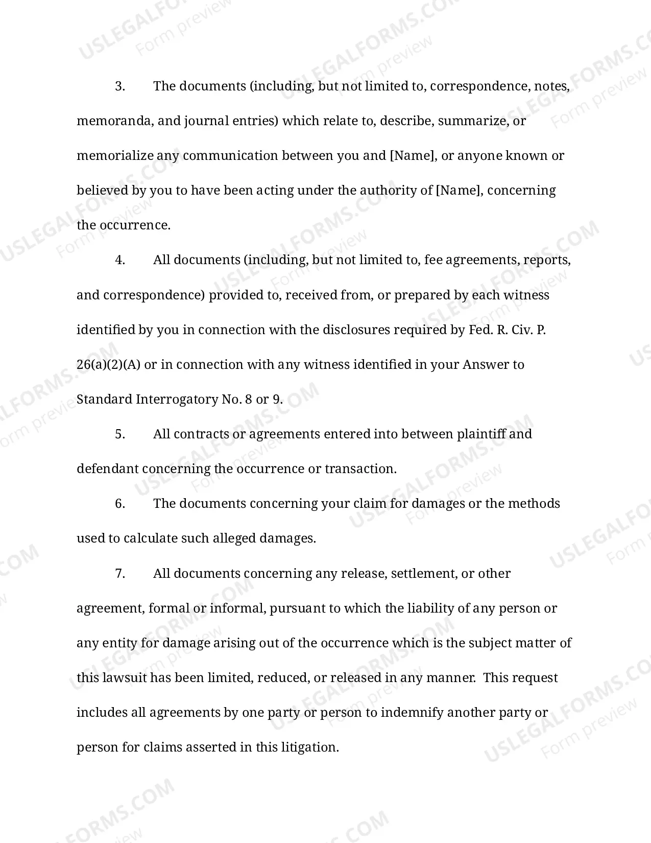 Preview Standard Requests for Production of Documents (LR 104)