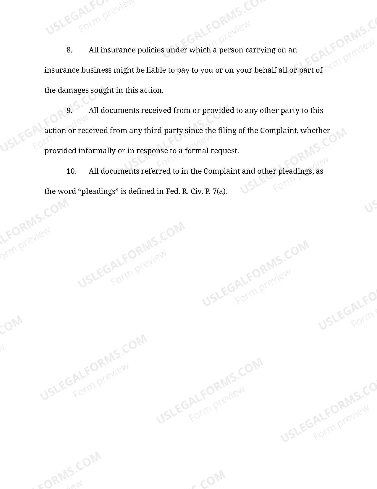 Preview Standard Requests for Production of Documents (LR 104)