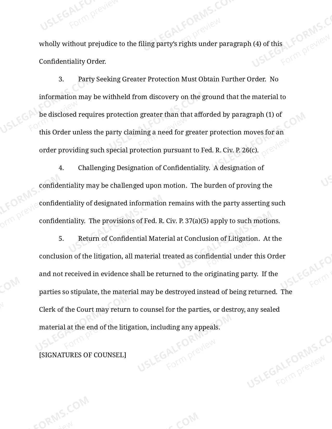 Preview Stipulated Order Regarding Confidentiality of Discovery Material (LR 104.13)