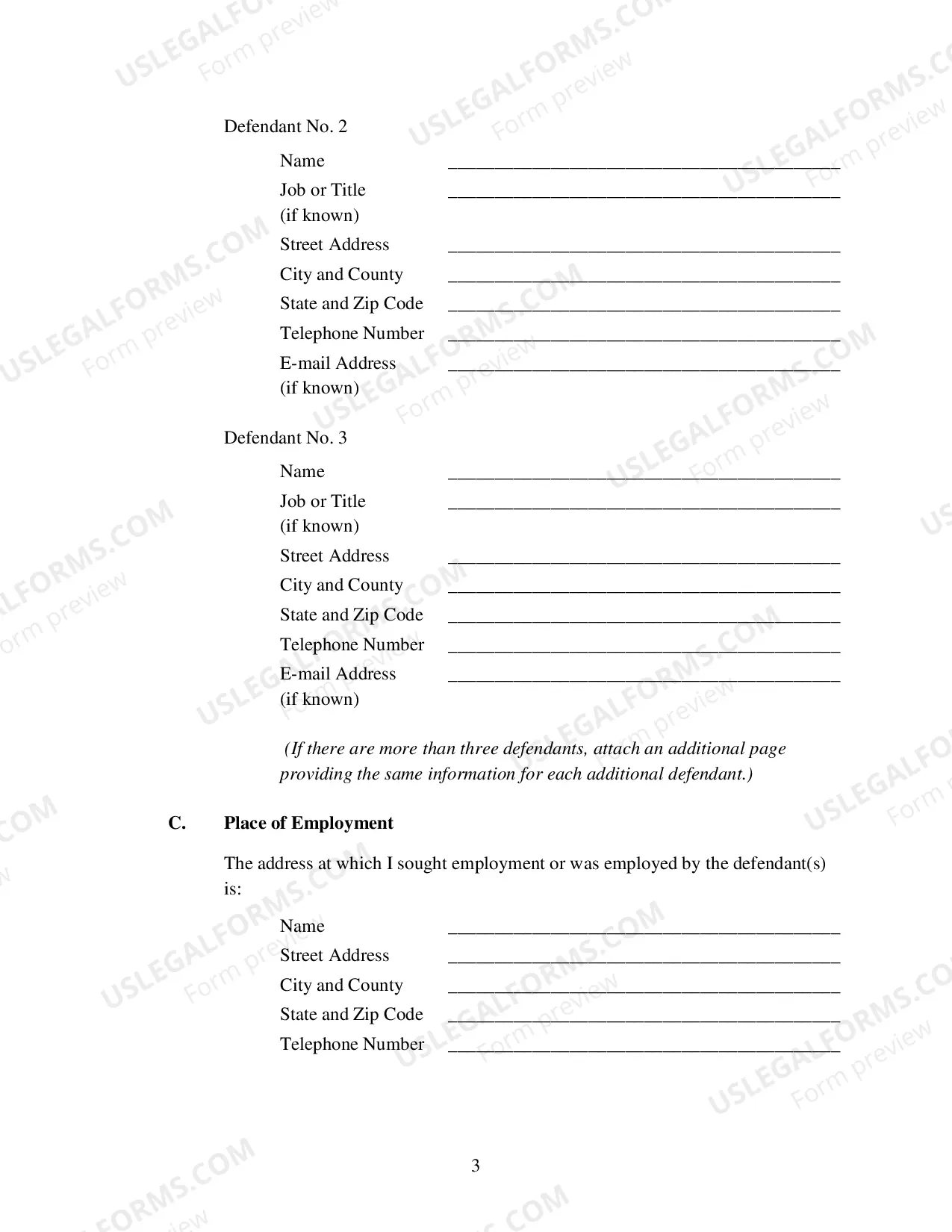 Preview Complaint For Employment Discrimination