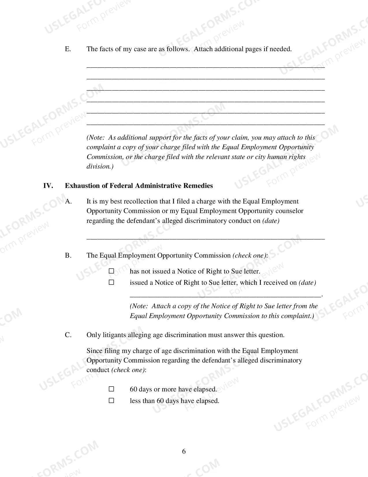 Preview Complaint For Employment Discrimination