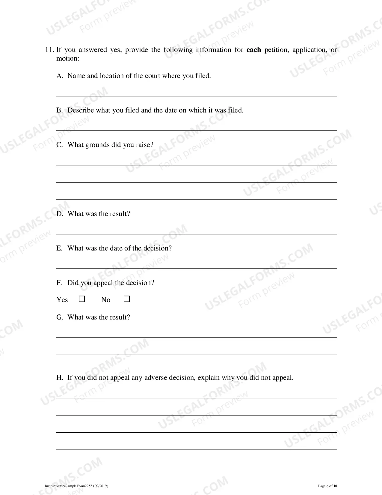 Preview Instructions and Forms for Filing a Motion to Vacate, Set Aside, or Correct Sentence Under 28 USC Sec. 2255