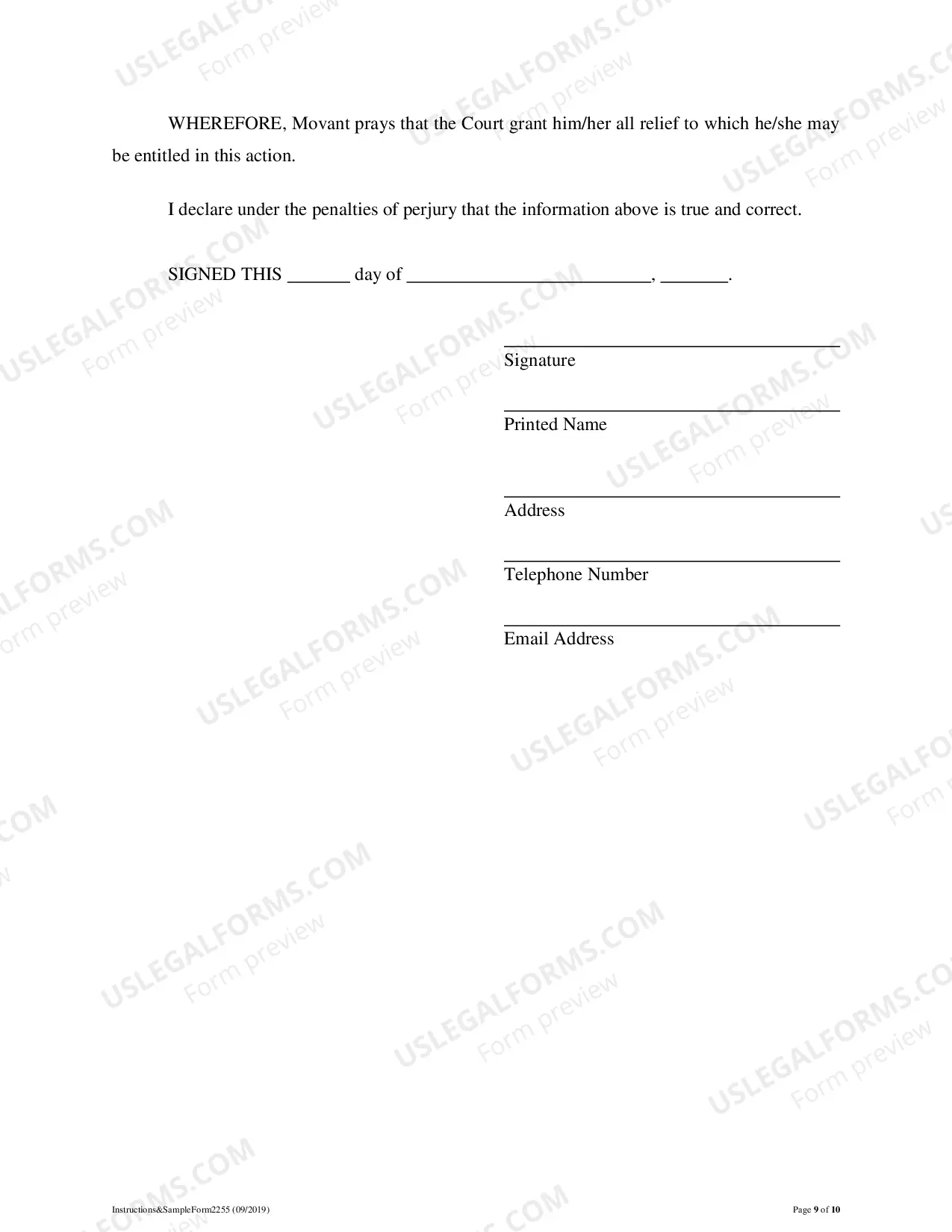 Preview Instructions and Forms for Filing a Motion to Vacate, Set Aside, or Correct Sentence Under 28 USC Sec. 2255