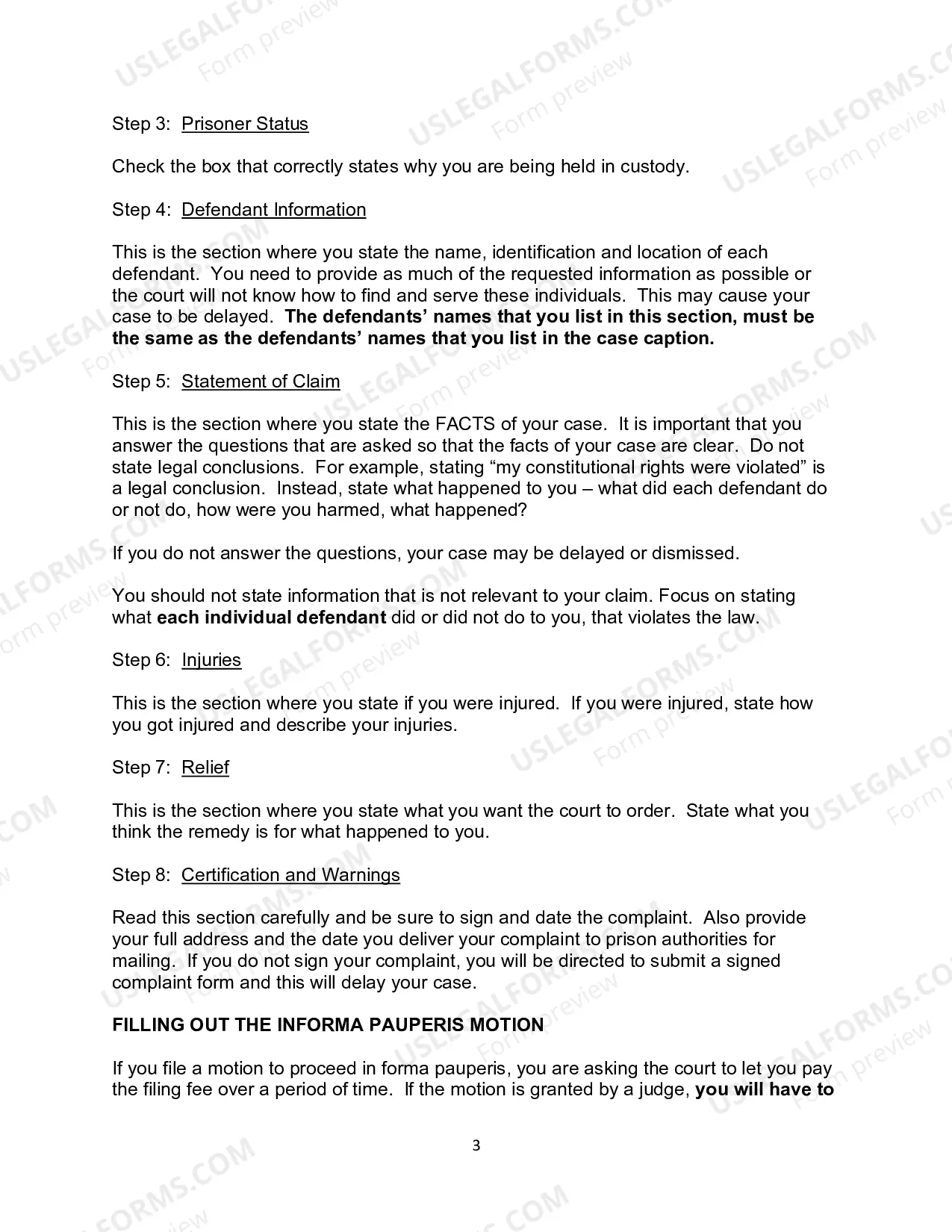 Preview Prisoner Civil Rights Complaint