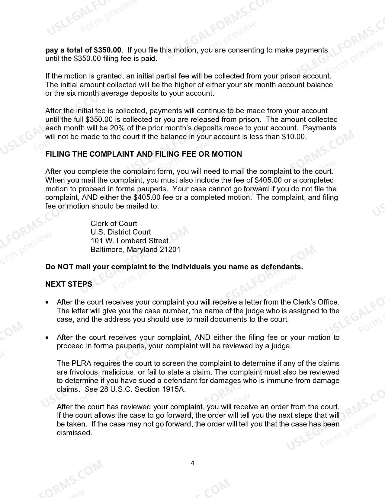 Preview Prisoner Civil Rights Complaint