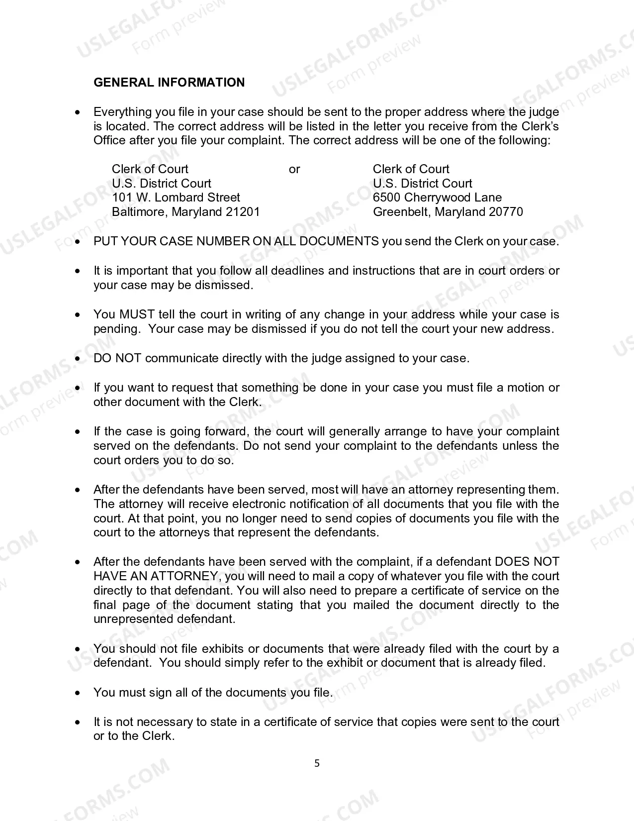 Preview Prisoner Civil Rights Complaint