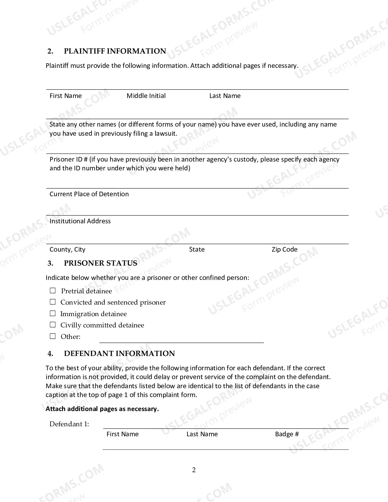 Preview Prisoner Civil Rights Complaint