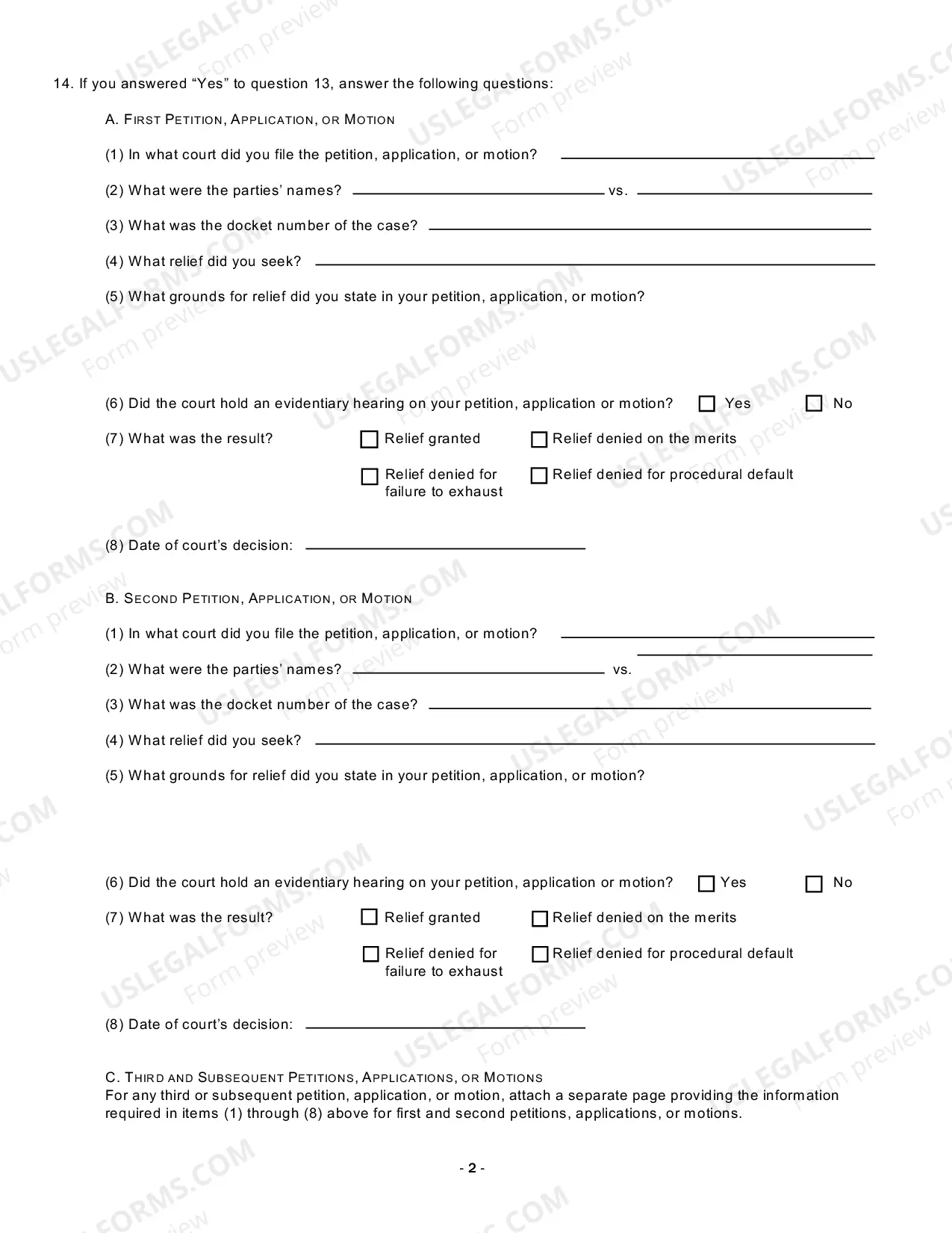 Preview Instructions and Forms for Filing a Motion for Authorization to File a Successive Habeas Corpus Petition Under 28 USC Sec. 2244