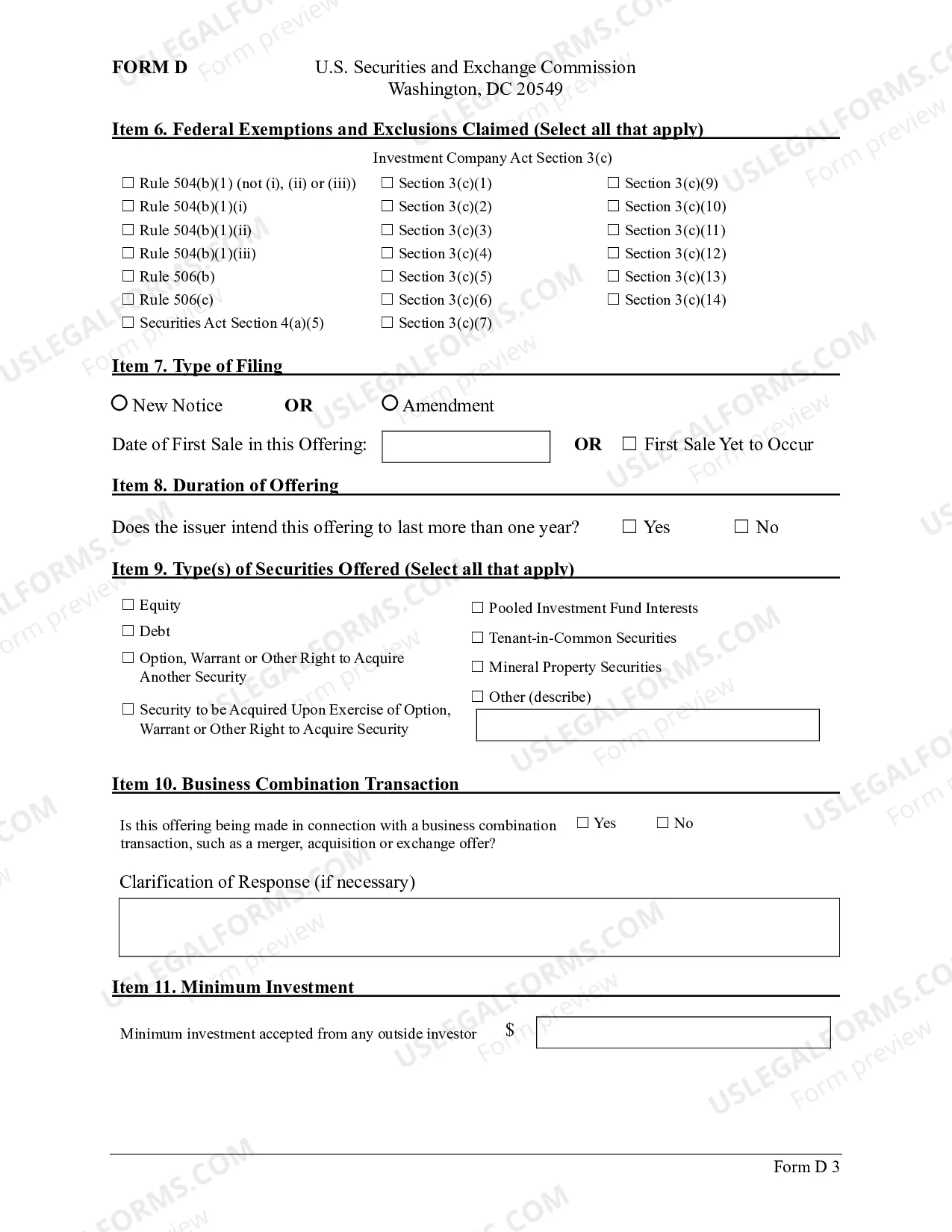 Preview Form D: Notice of Sale of Securities Pursuant to Regulation