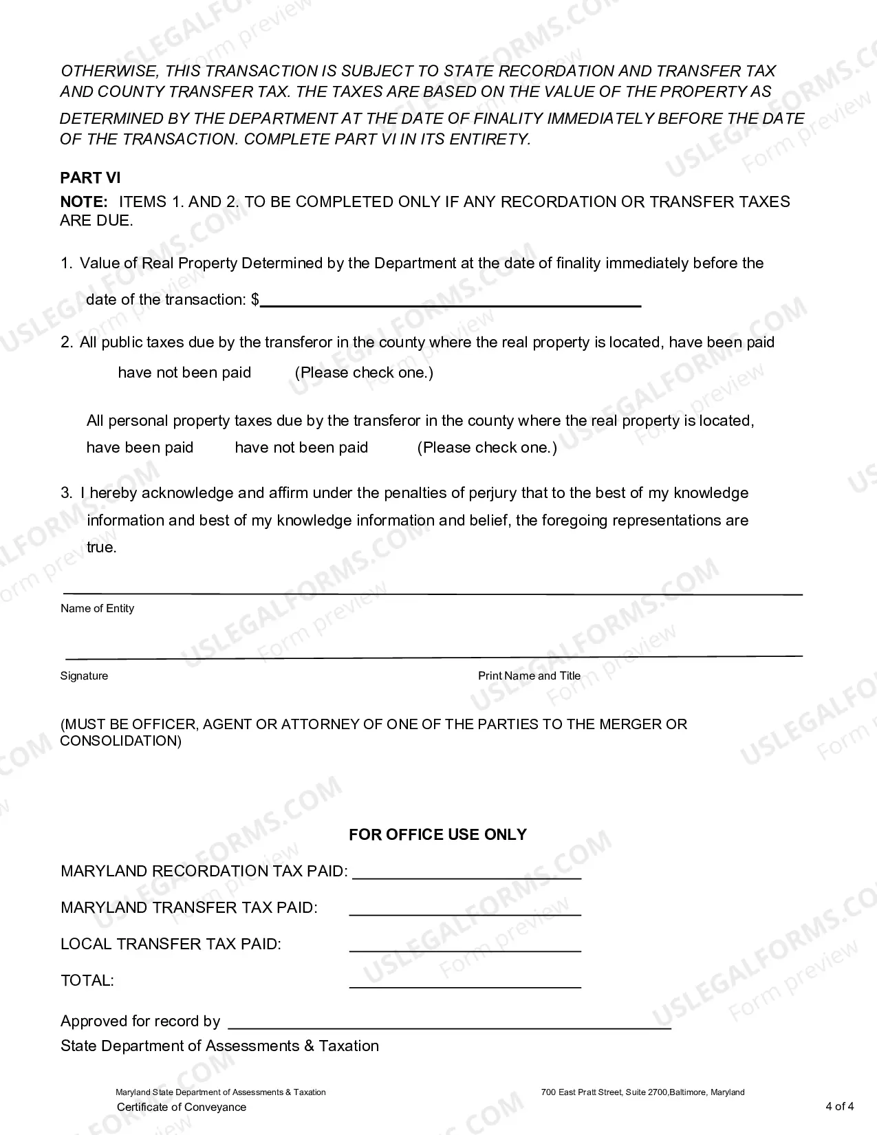 Preview Certificate of Conveyance