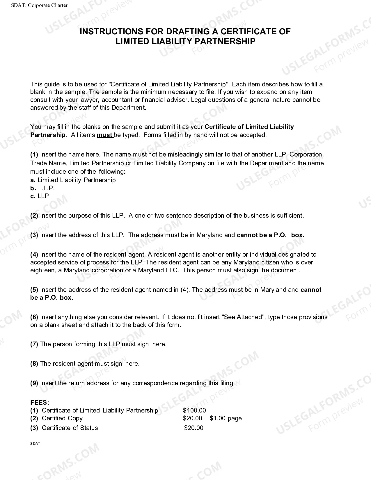 Preview Certificate of Limited Liability Partnership form and instructions