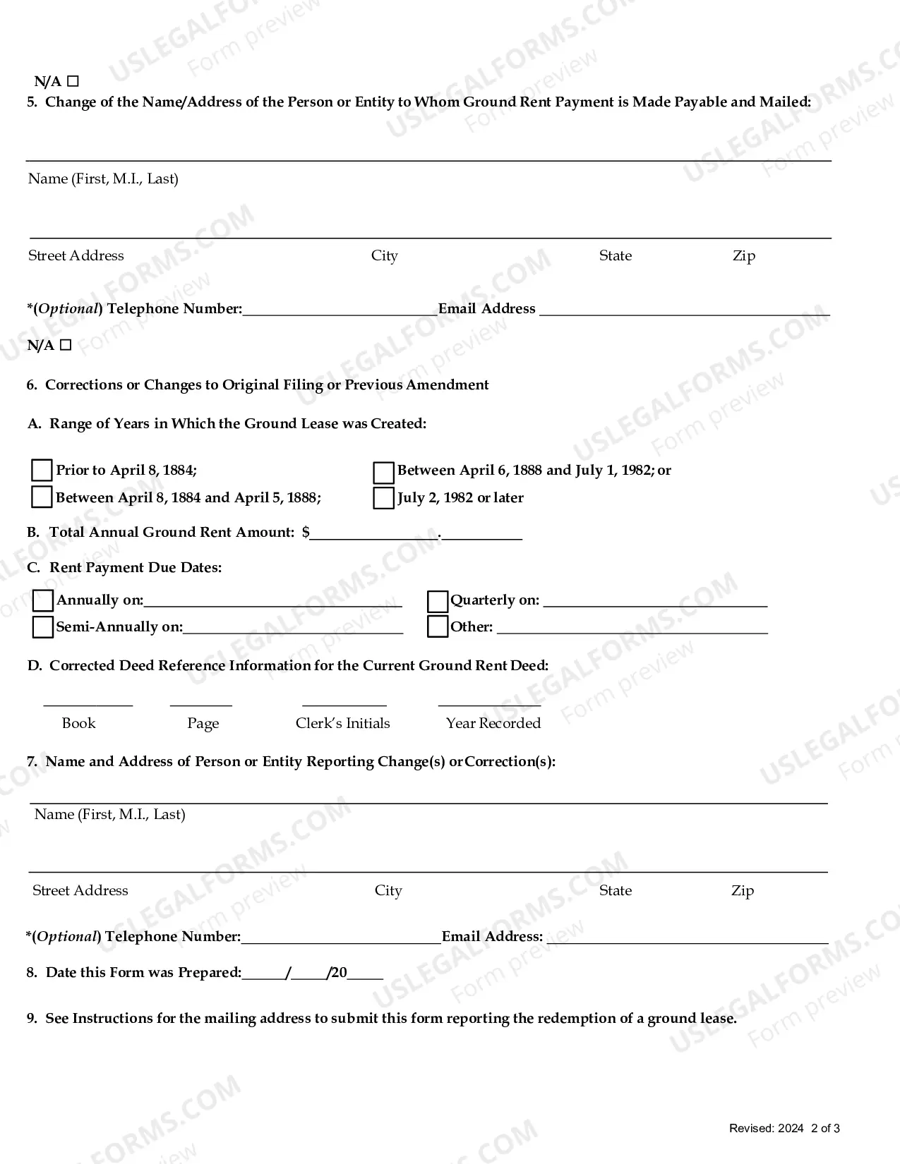 Preview Reporting Form For Changes Or Corrections