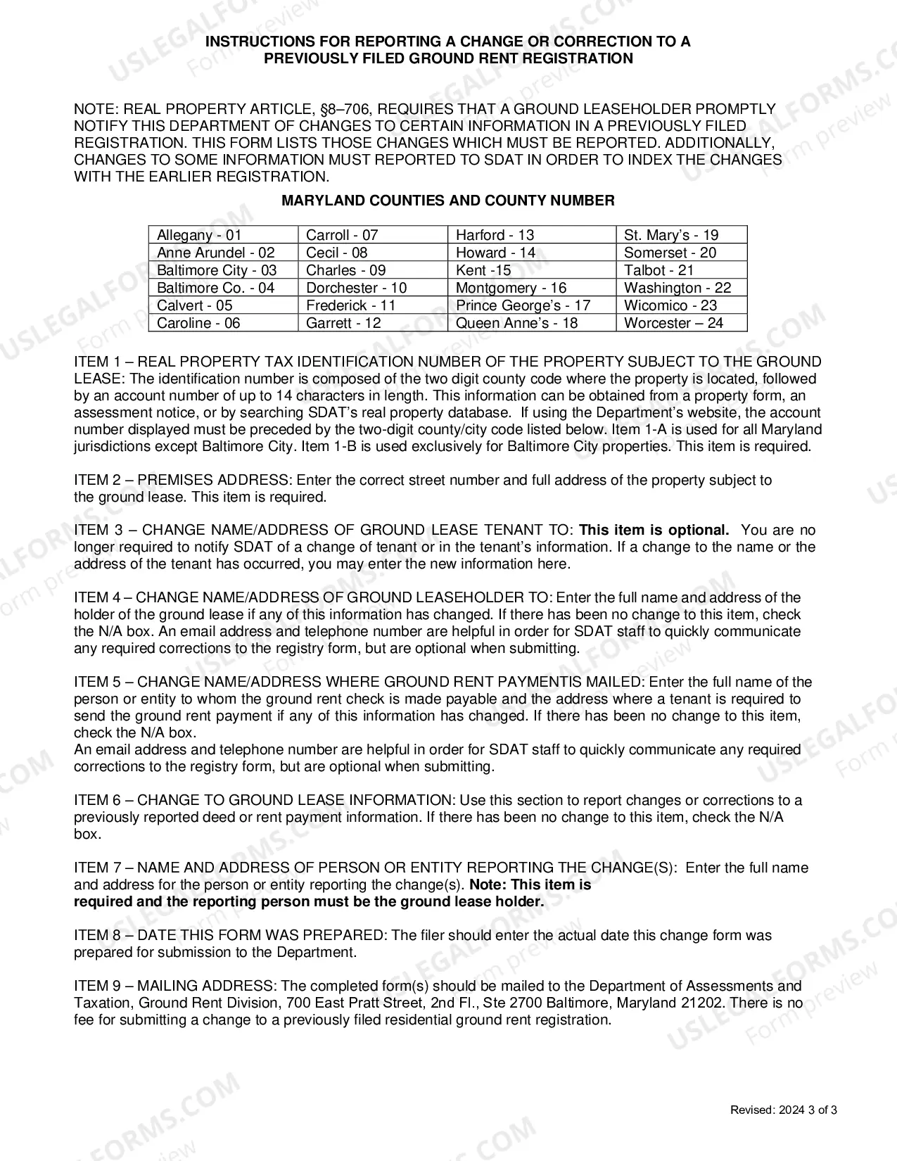Preview Reporting Form For Changes Or Corrections