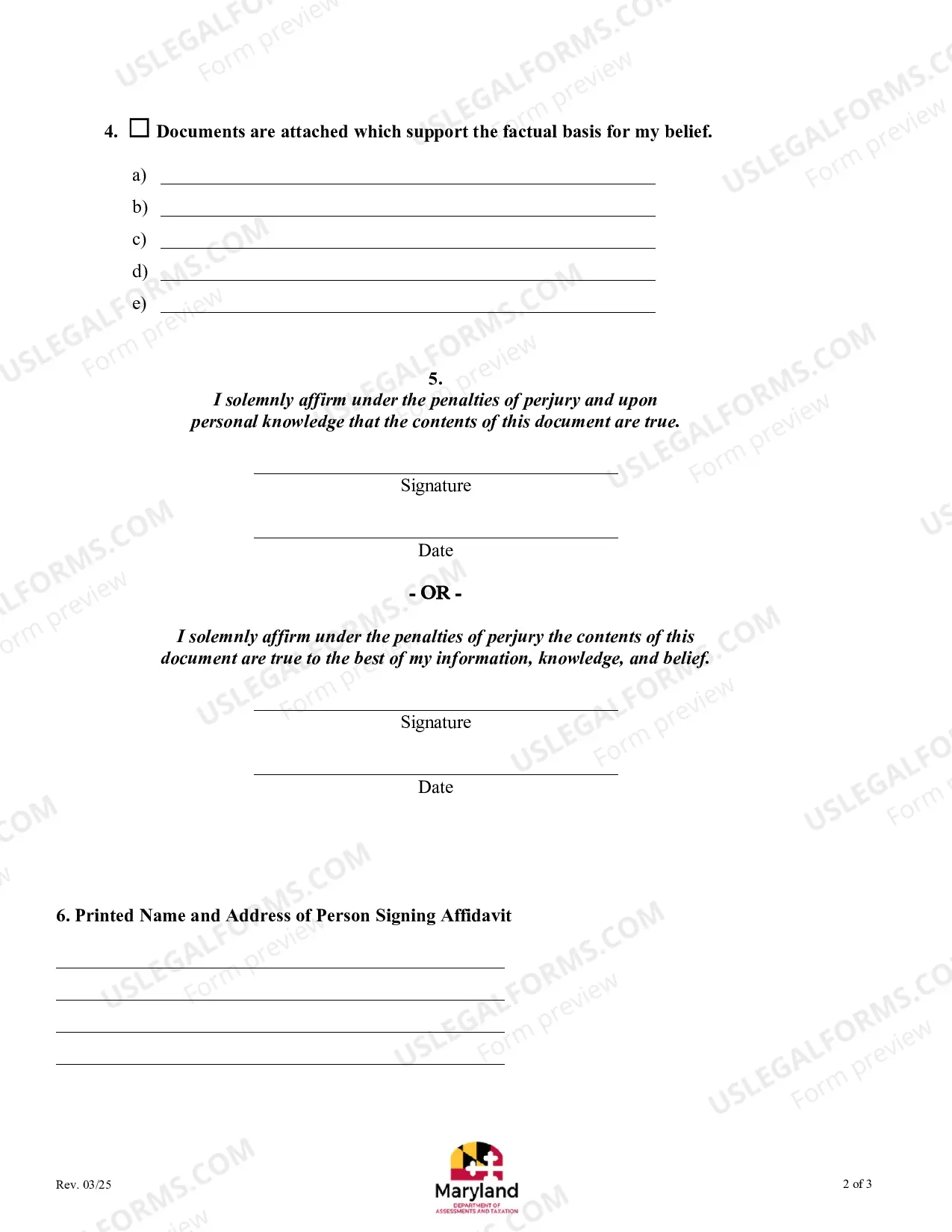 Preview AFFIDAVIT FORM FOR ALLEGEDLY FRAUDULENT CHARTER FILINGS