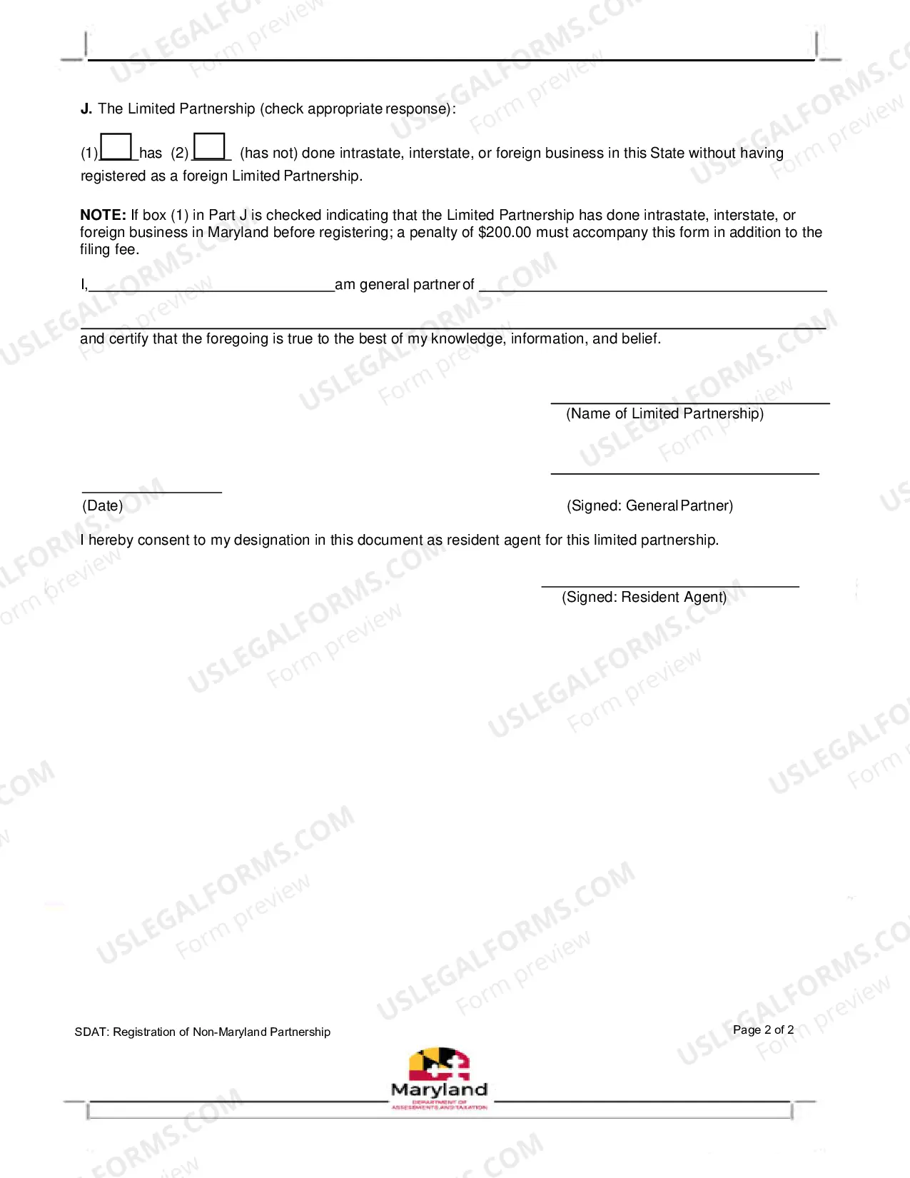 Preview Application for Registration of a Foreign Limited Partnership