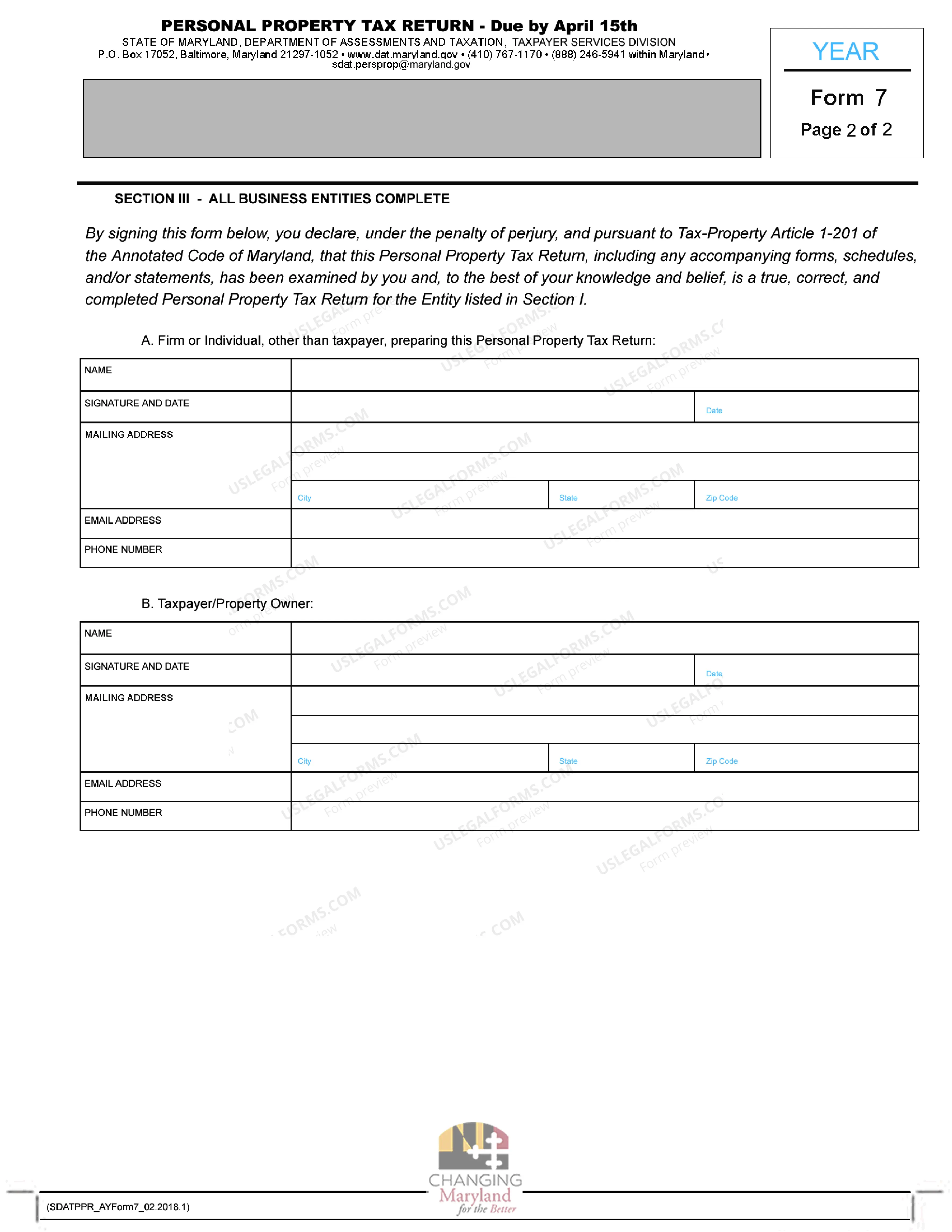 Preview Any Year Form 7 - Condominiums, Townhouses, Cottages and Room Rentals