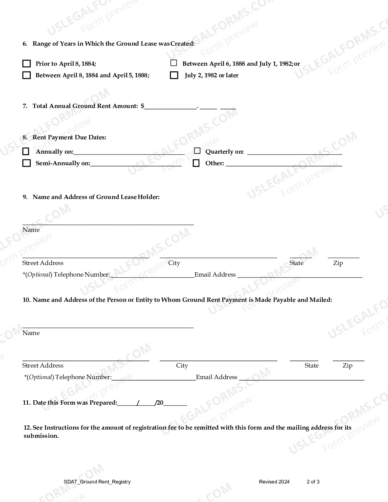 Preview Ground Rent Registration Form