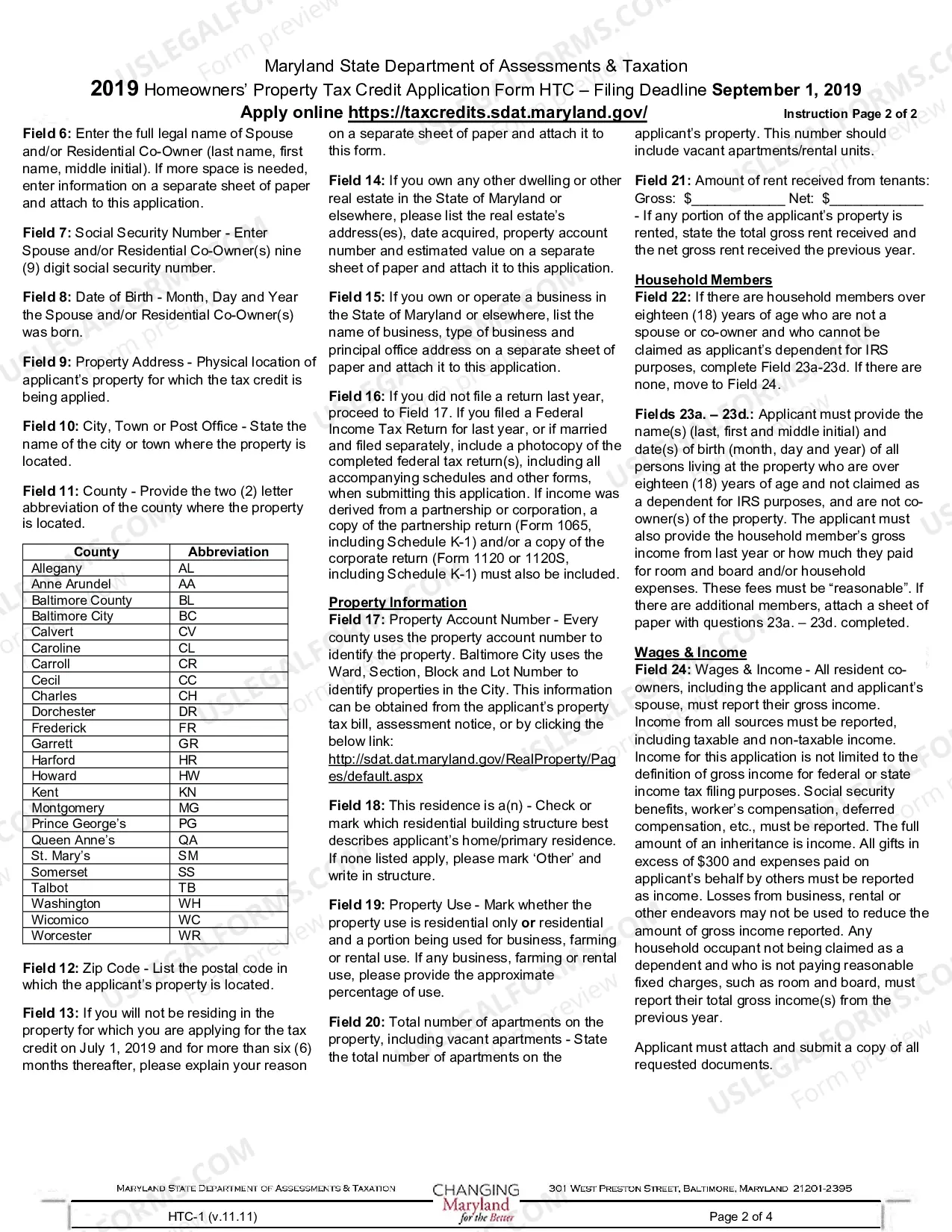Preview Homeowners Tax Credit Application