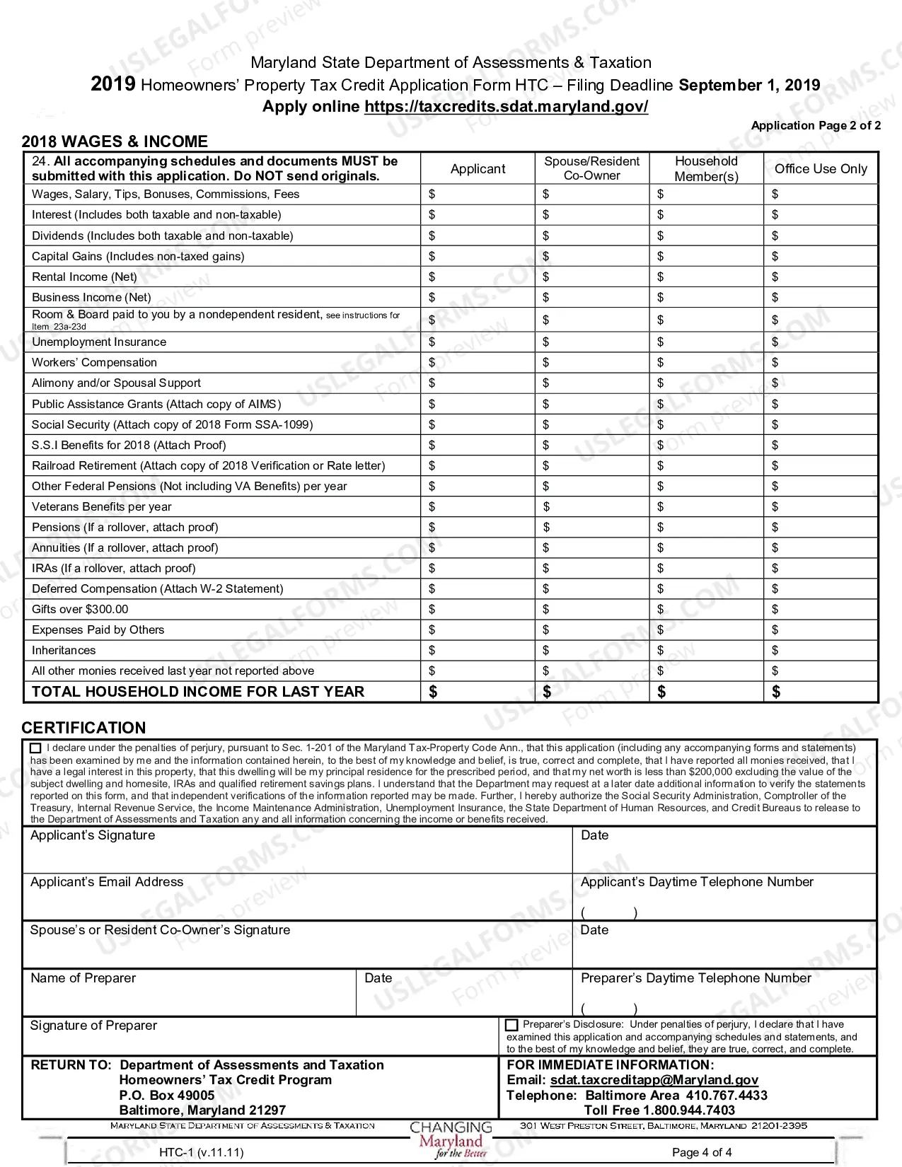 Preview Homeowners Tax Credit Application