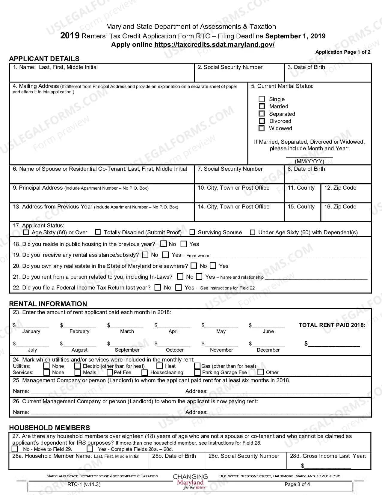 Preview Renters Tax Credit Application