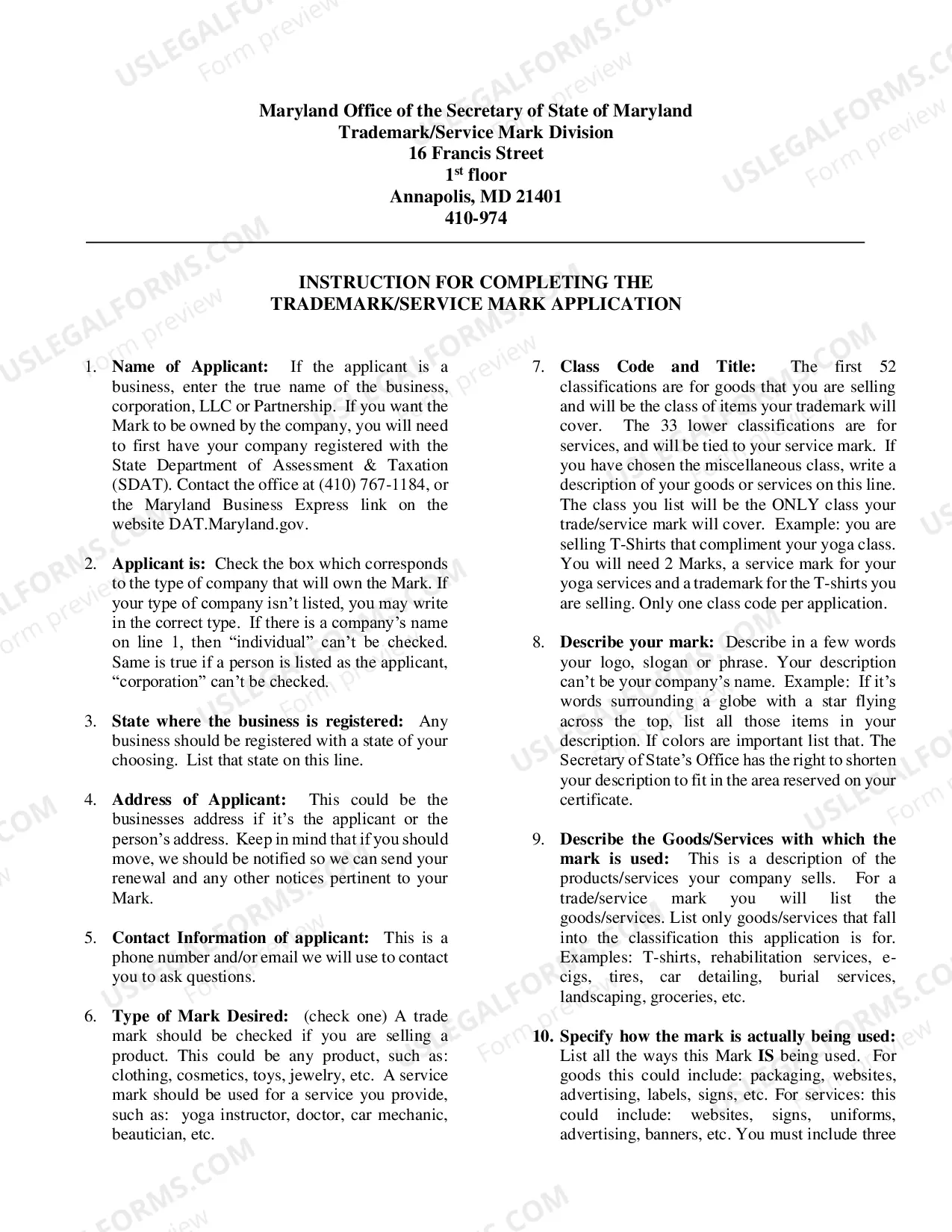 Preview Trademark Or Service Mark Registration Or Renewal Form