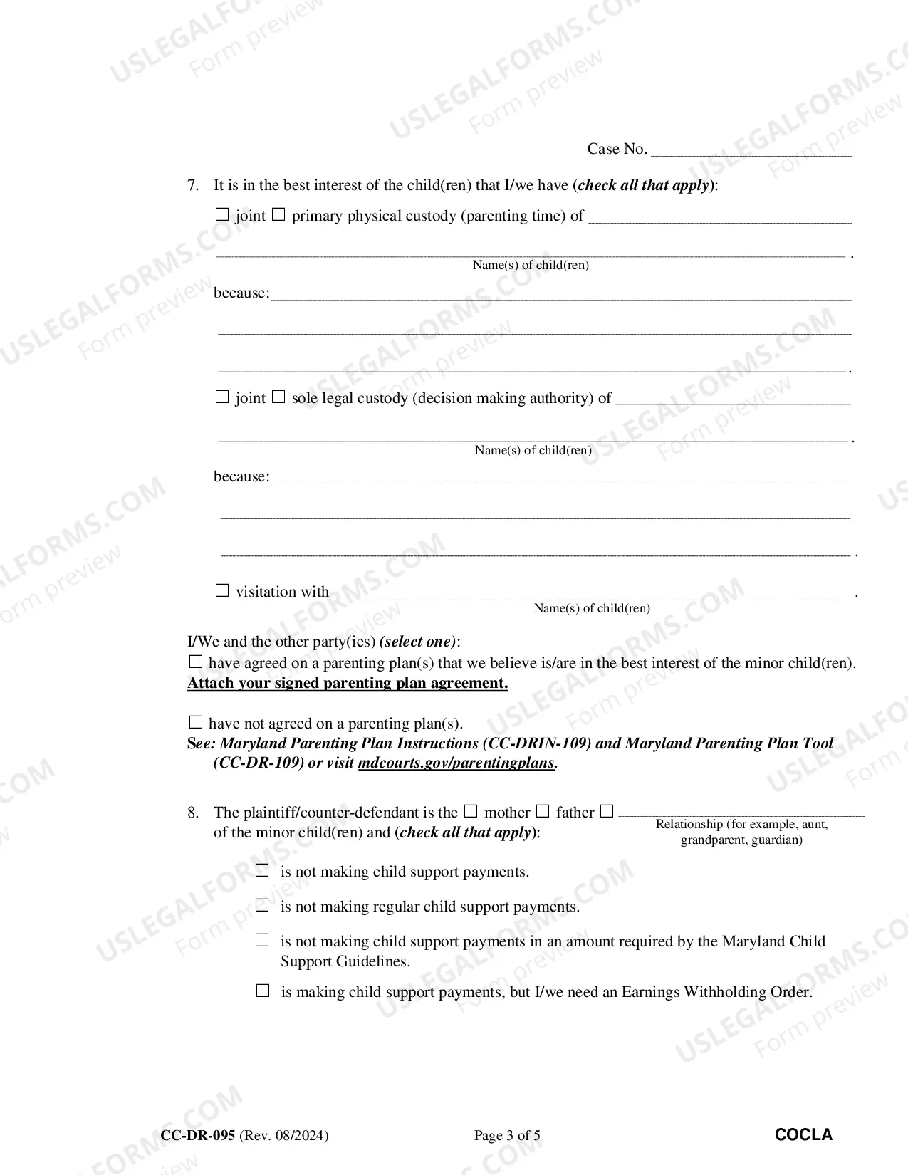 Preview Counter Complaint For Custody Or Child Support