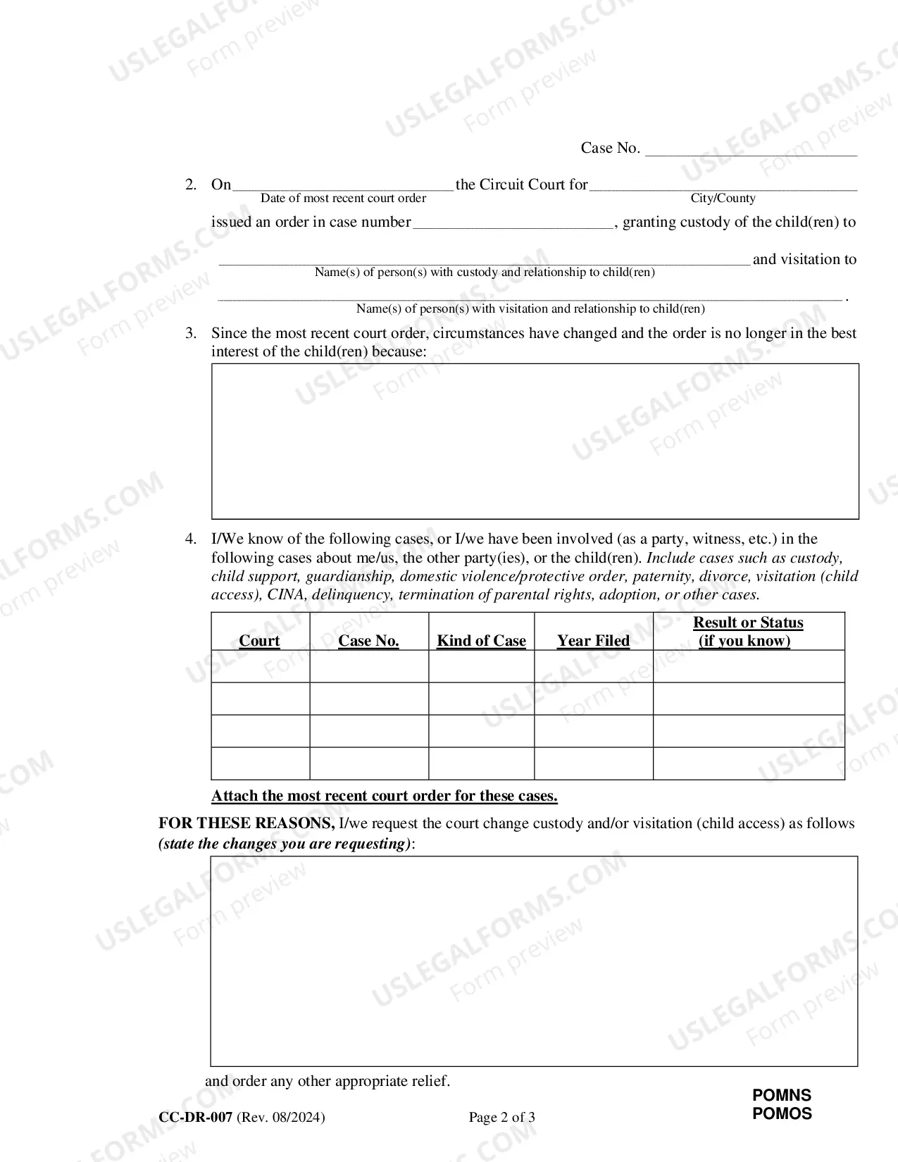 Preview Petition Or Motion To Modify Custody Or Visitation