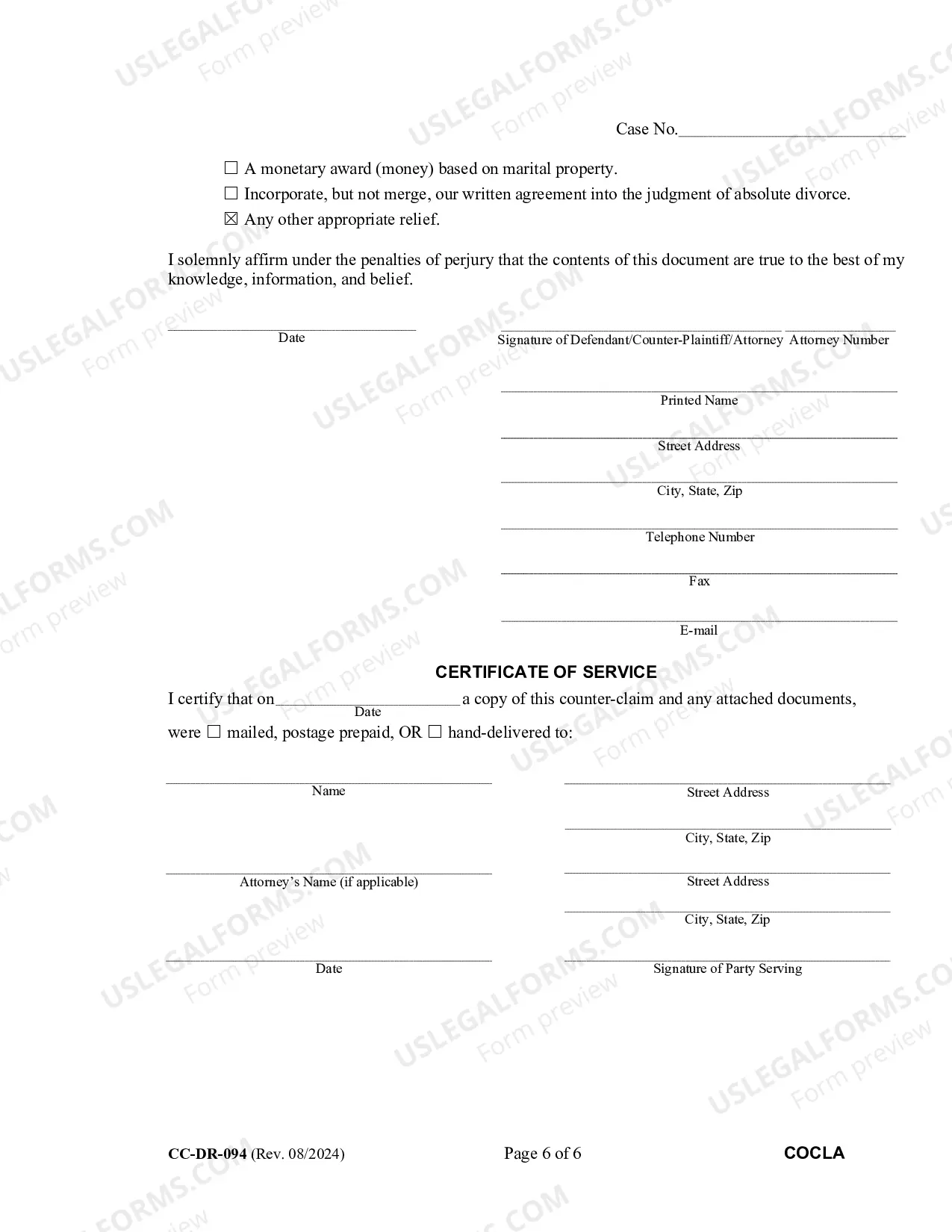 Preview Counter Complaint For Absolute Divorce