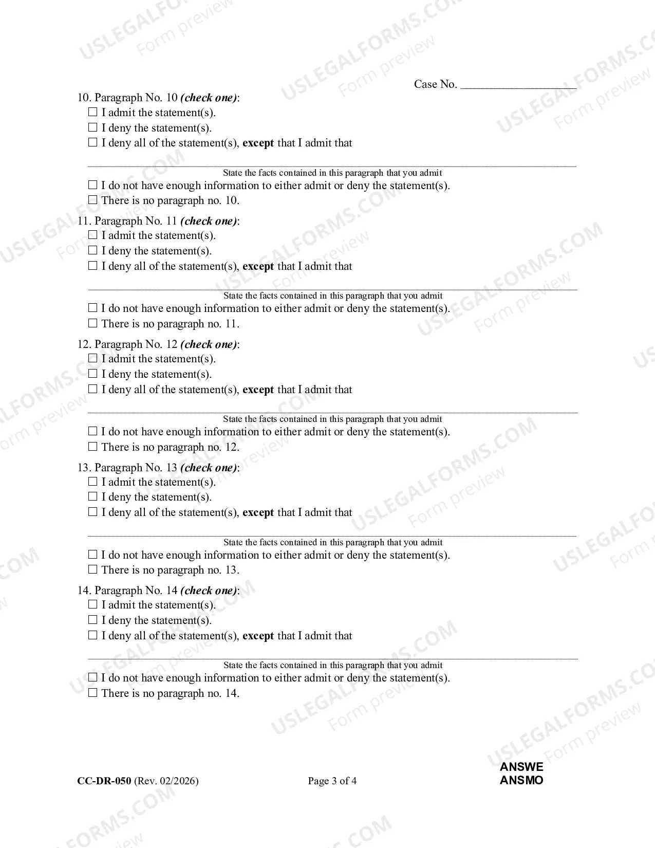 Preview Answer To Complaint Petition Or Motion