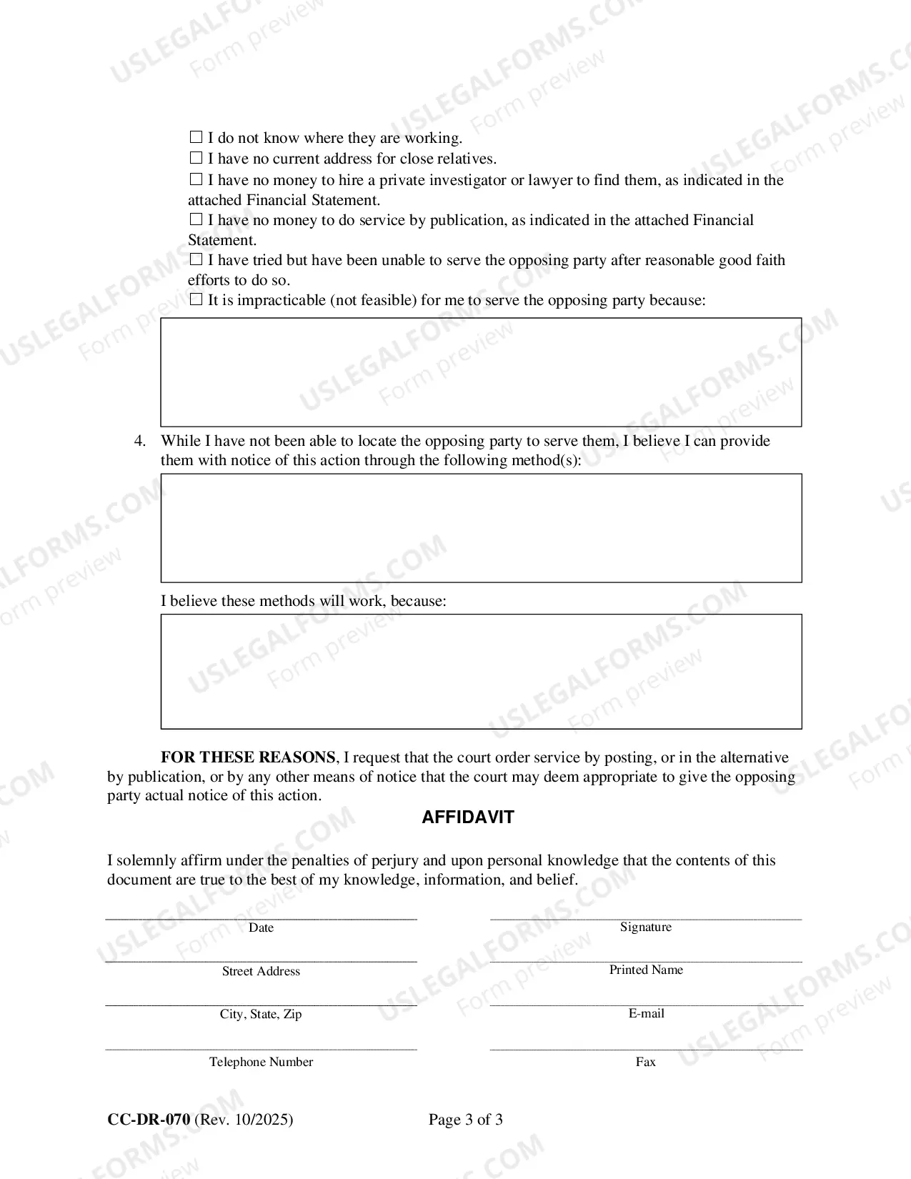 Preview Motion For Alternate Service