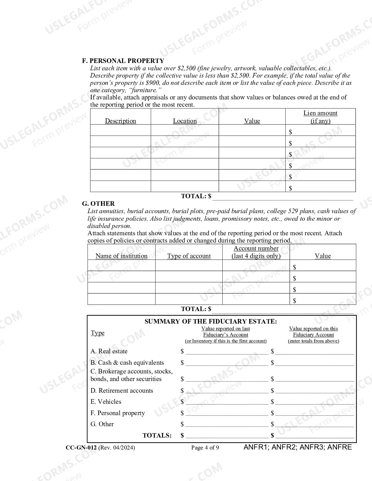 Preview Fiduciary's Account