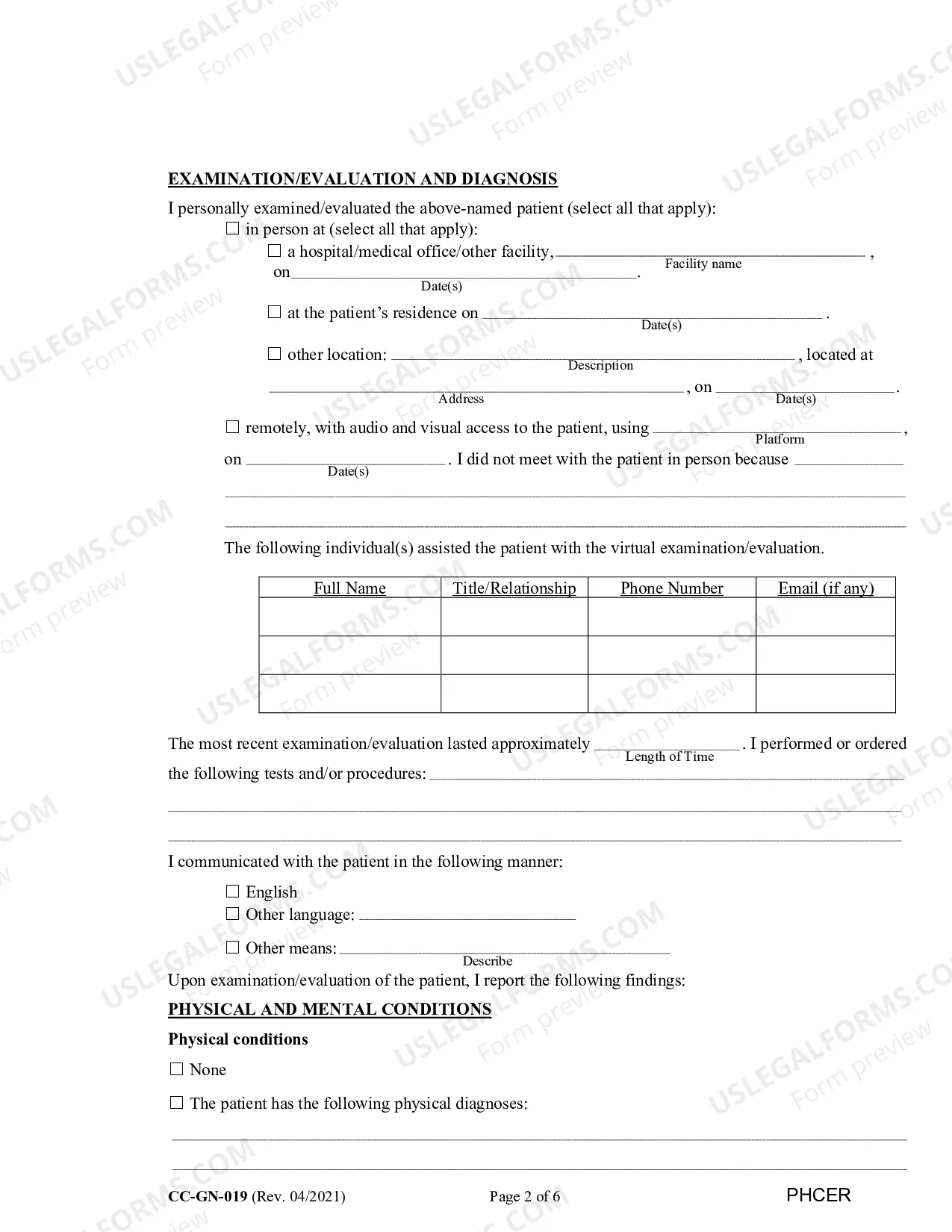 Preview Physician's Certificate