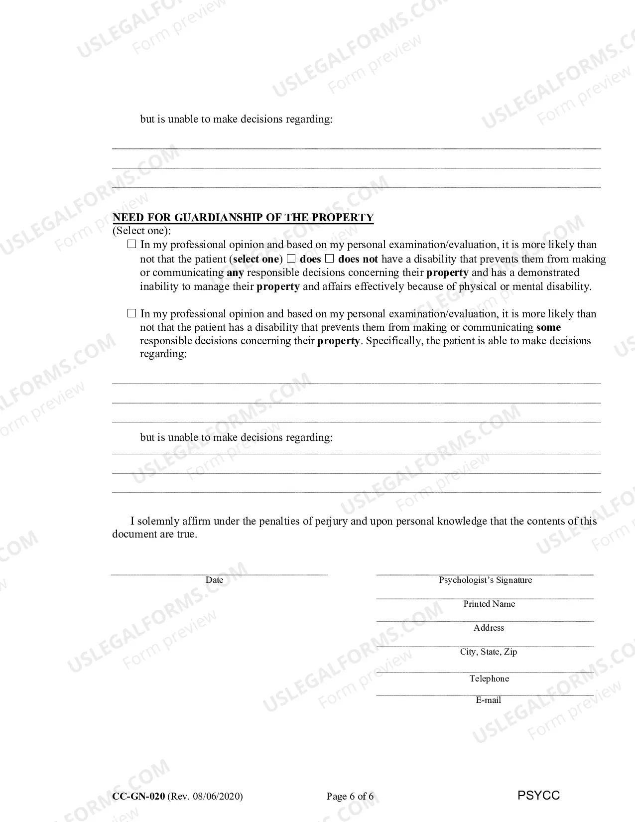 Preview Psychologist's Certificate