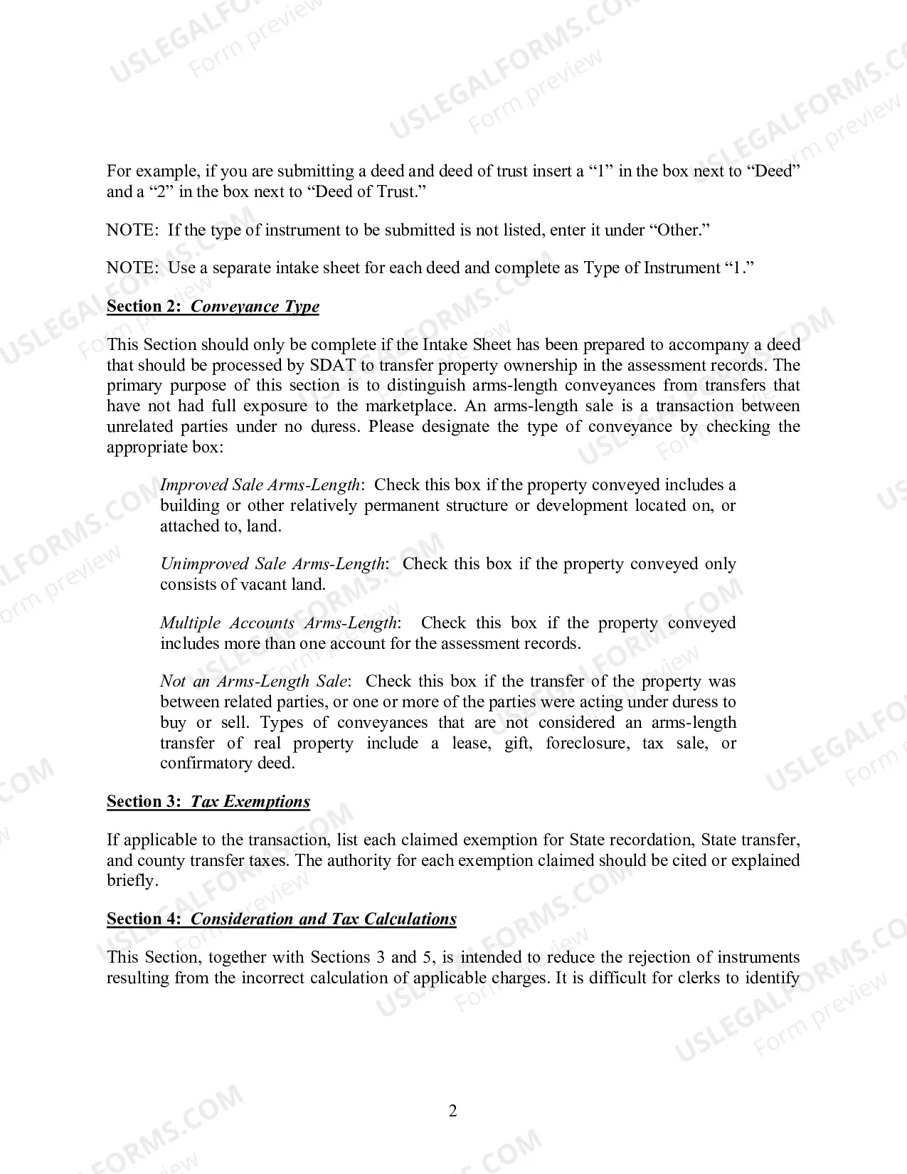 Preview Maryland Land Instrument Intake Sheet Instructions