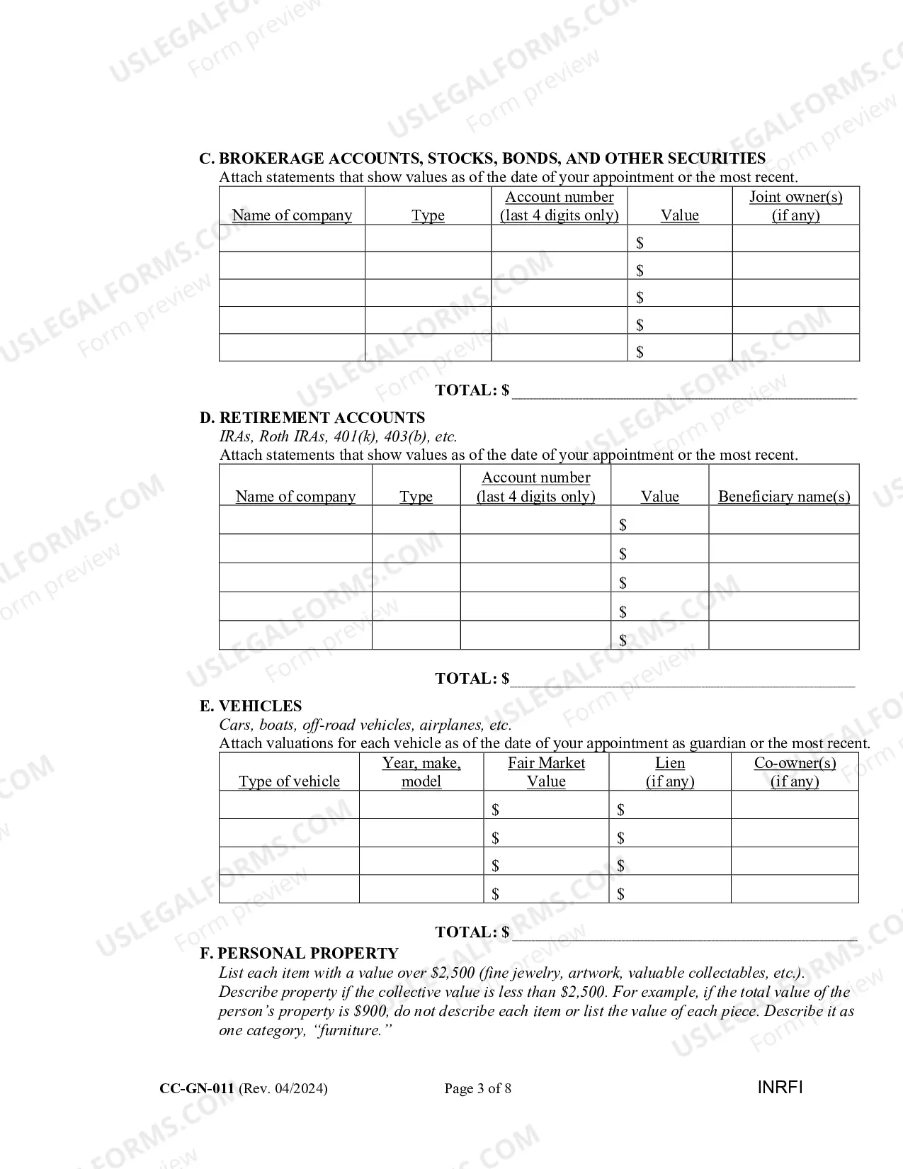 Preview Guardianship Inventory And Information Report