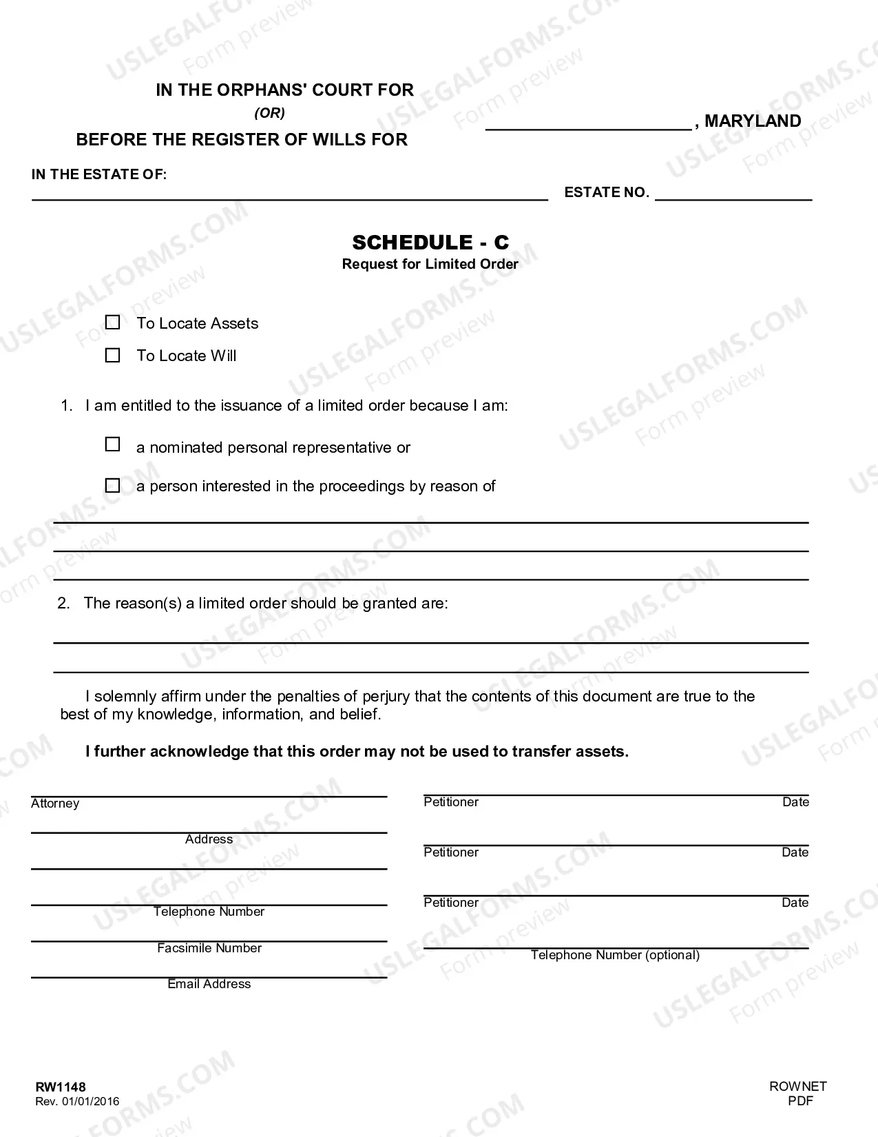 Preview Petition for Limited Orders