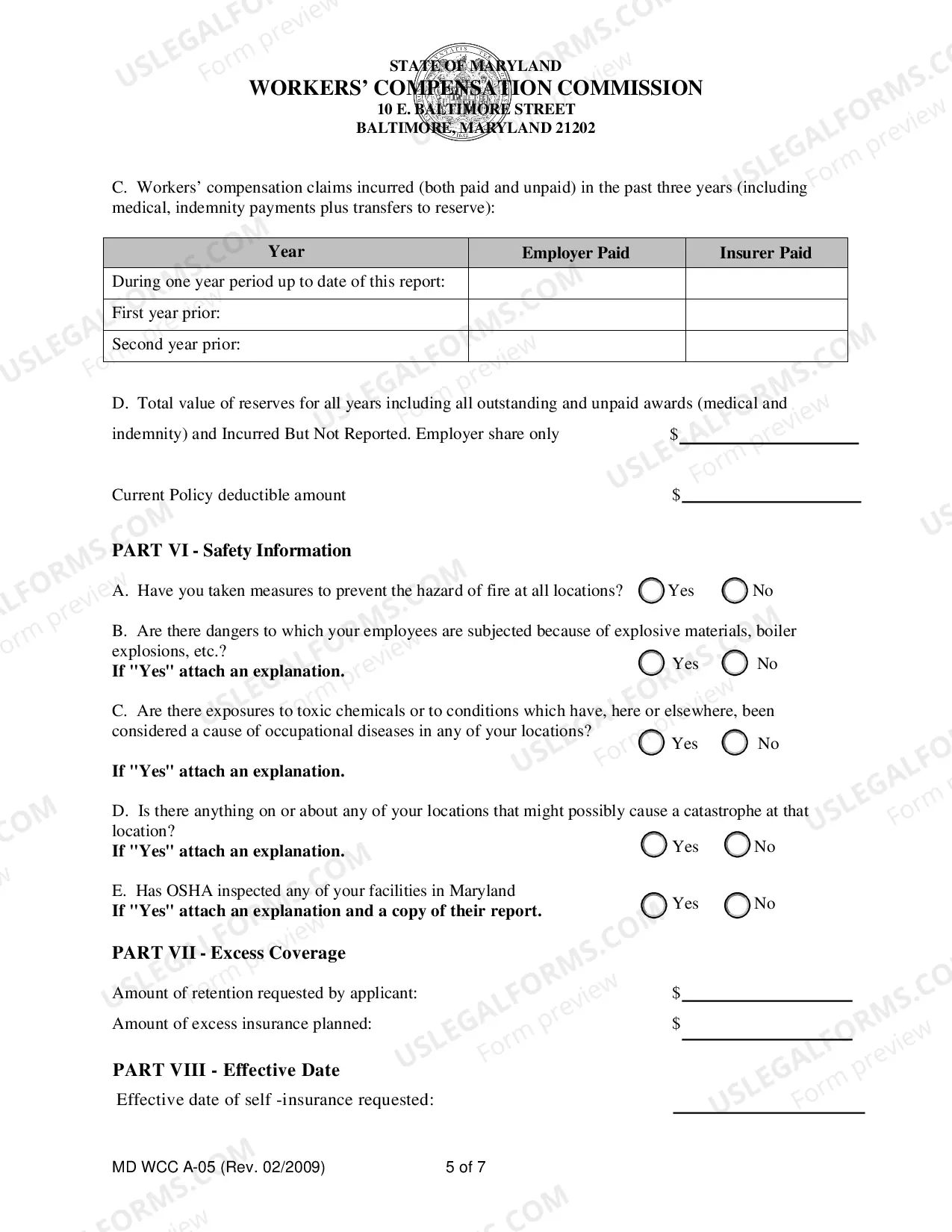 Preview Application for Self-Insurance and Instructions