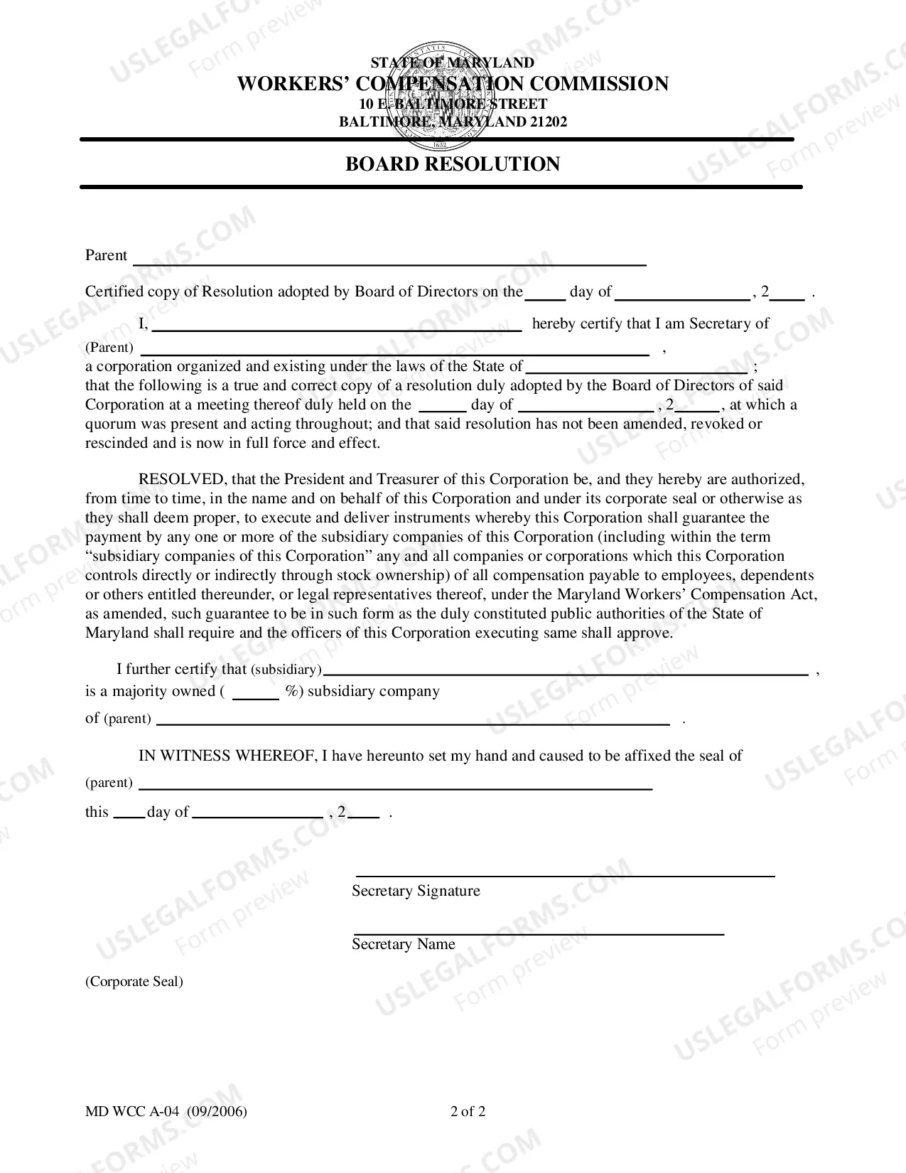 Preview Parental Guarantee Agreement