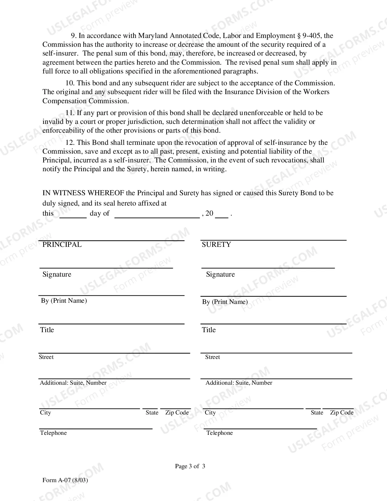 Preview Continuous Surety Bond