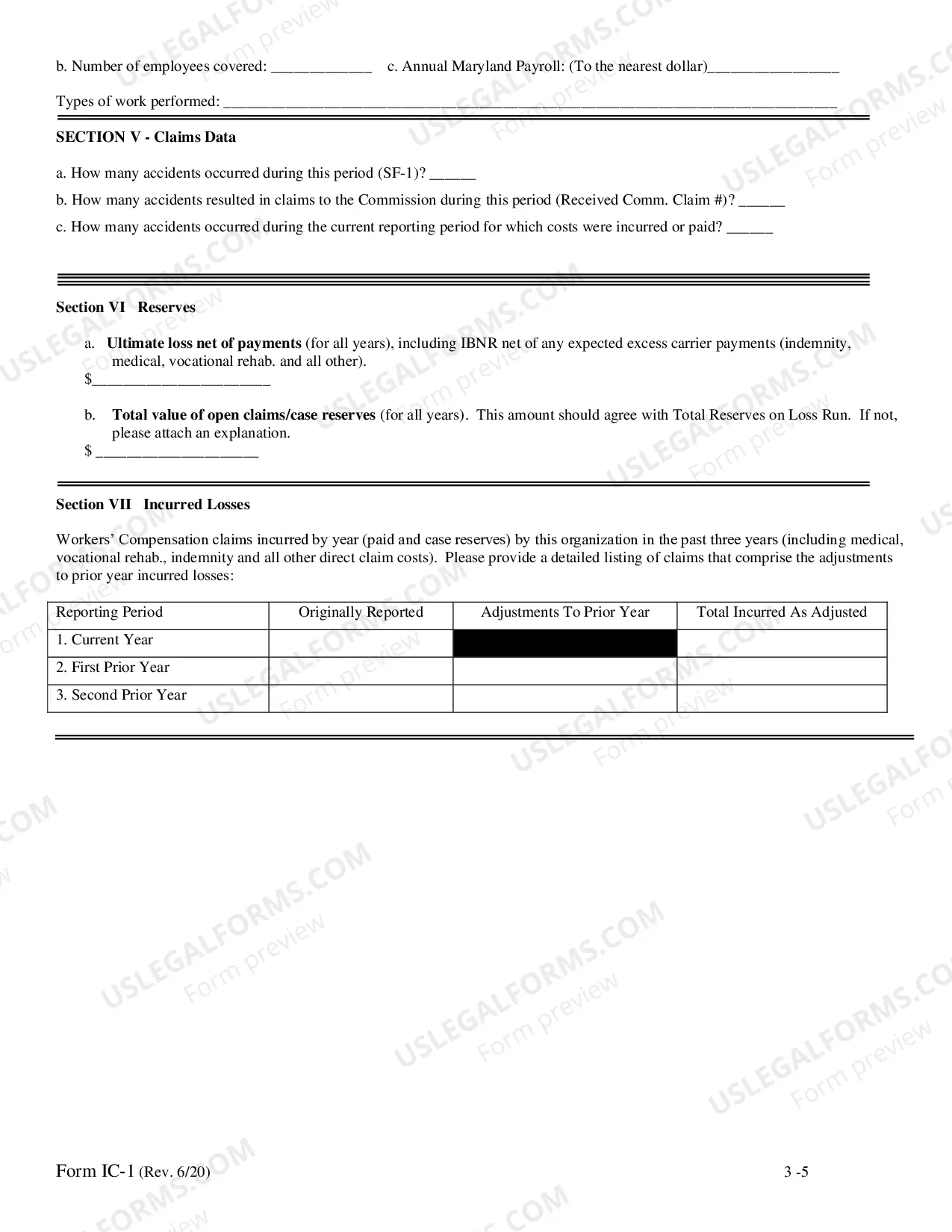 Preview INSURANCE INFORMATION REPORT Worksheet for IC-1 2017 Non-Fillable