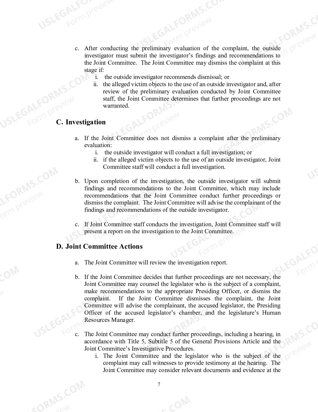 Preview Maryland General Assembly Anti-Harassment Policy and Procedures