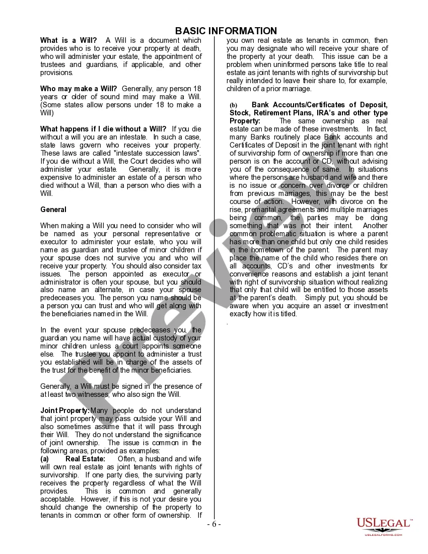 Preview Last Will and Testament for a Single Person with Minor Children