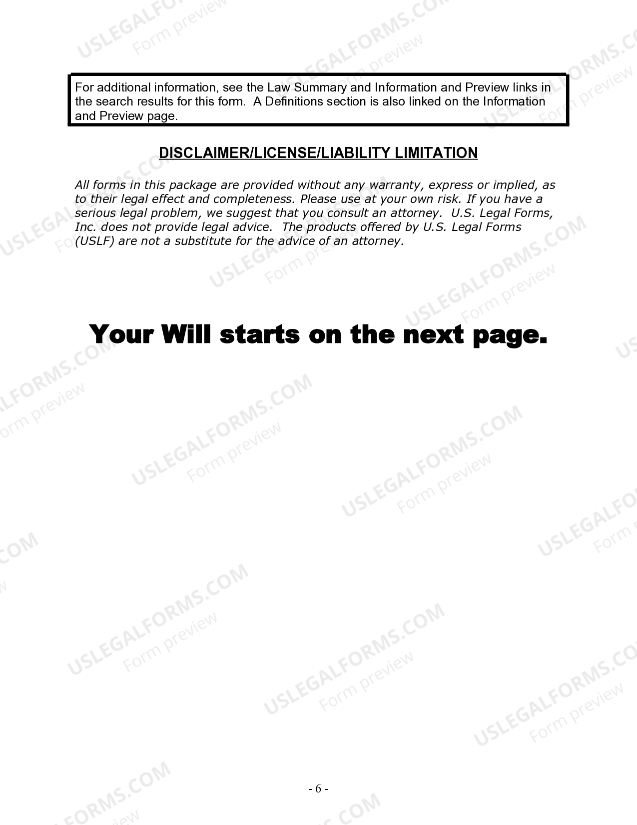 Maryland Legal Last Will and Testament Form for Single Person with ...