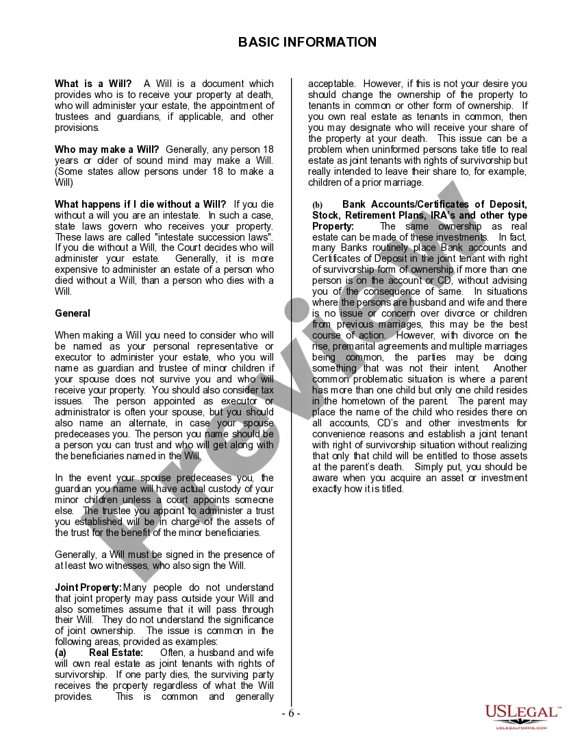 Preview Last Will and Testament for Single Person with Adult and Minor Children